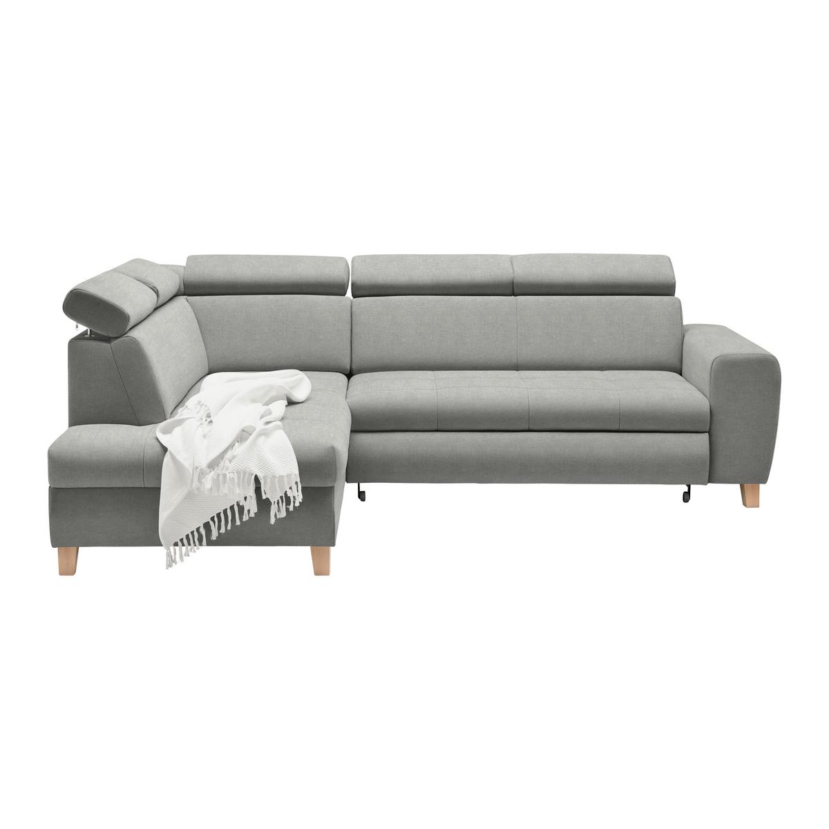 Ecksofa Lugo Grau - Grau, MODERN, Holz/Kunststoff (205/98/266cm) - Mömax