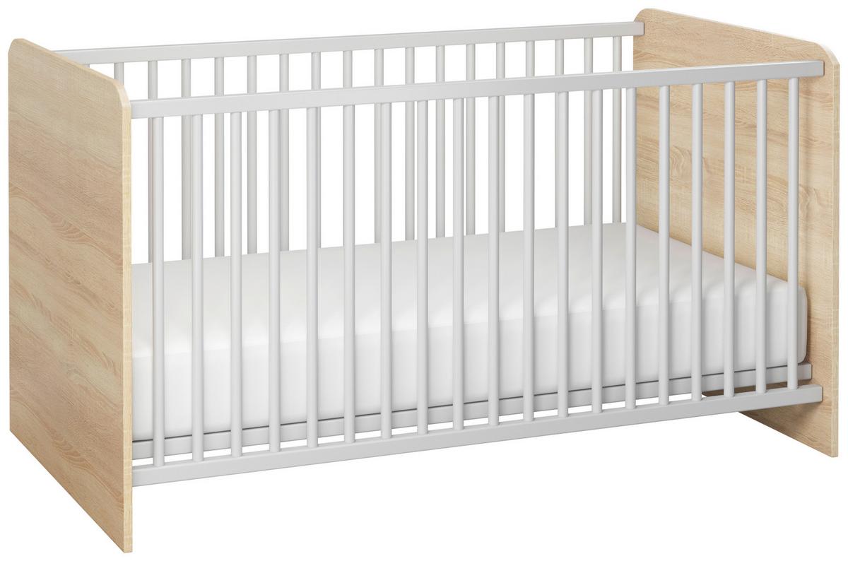 Otroška Posteljica Wiki Baby, Hrast, Bela, 70x140 - bela/hrast sonoma, Konvencionalno, leseni material (144/82/80cm) - MID.YOU
