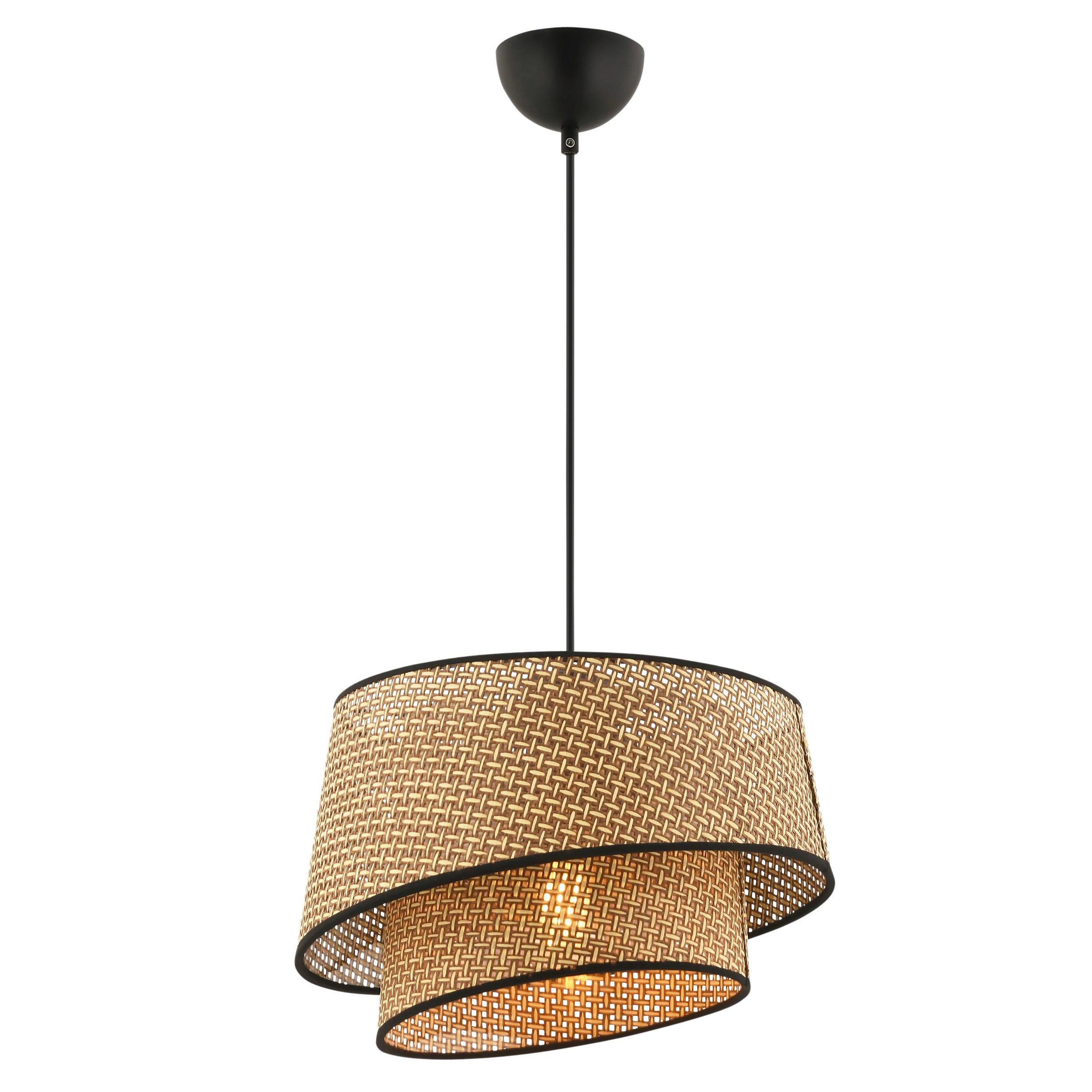 LAMPA WISZĄCA BARETTE HAZERAN - BEIGE, BLACK - beżowy/czarny, Design, metal/tkanina (32/65cm) - P & B