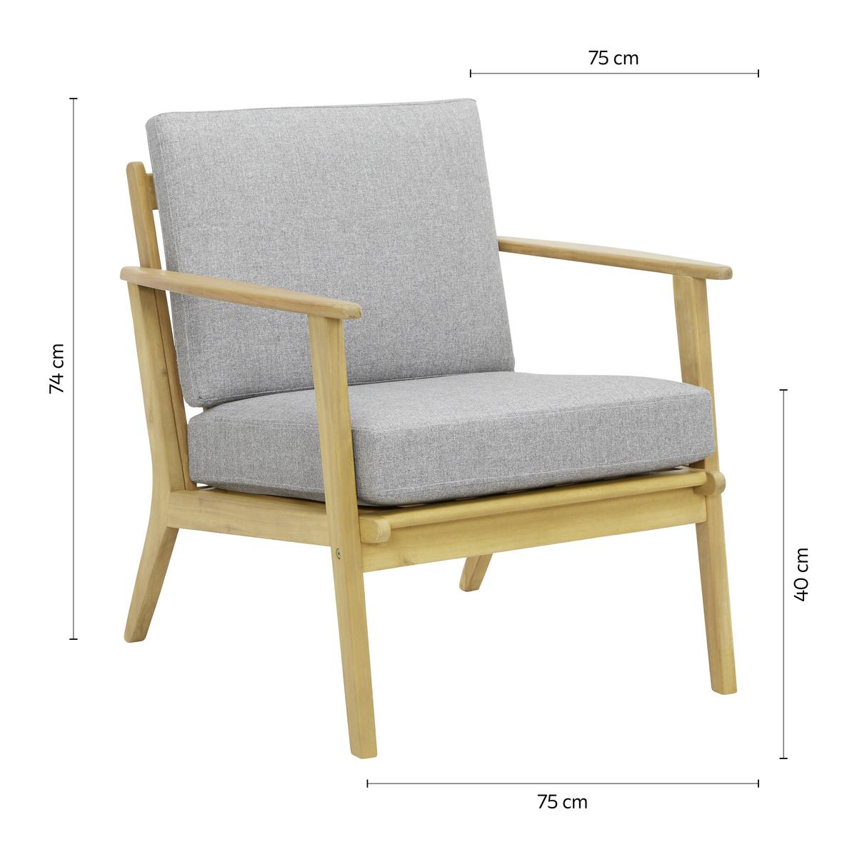 Garnitură grădină Sabi - gri deschis/culoare lemn acacia, Modern, lemn/textil - Zandiara