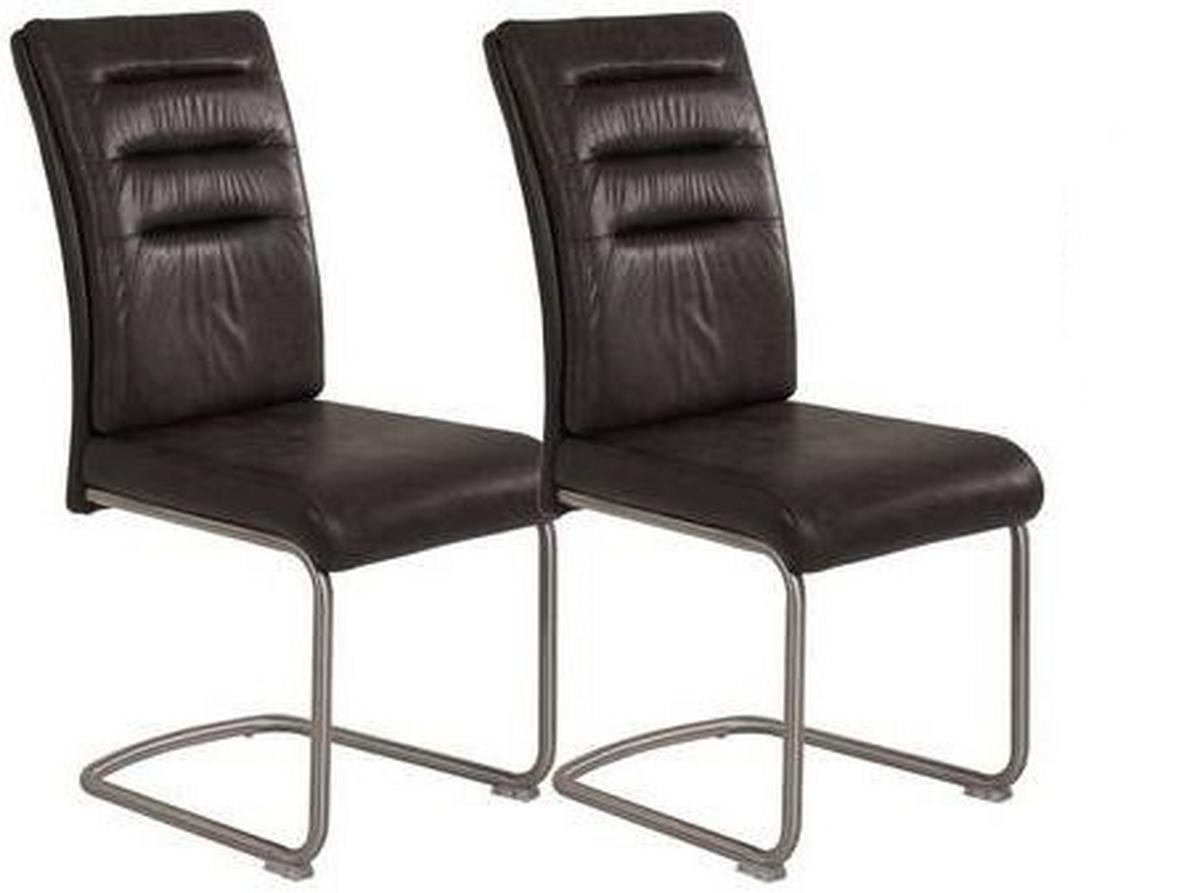 Schwingstuhl-Set Paula Anthrazit 2er-Set - Edelstahlfarben/Anthrazit, MODERN, Textil/Metall (45/102/65cm) - MID.YOU