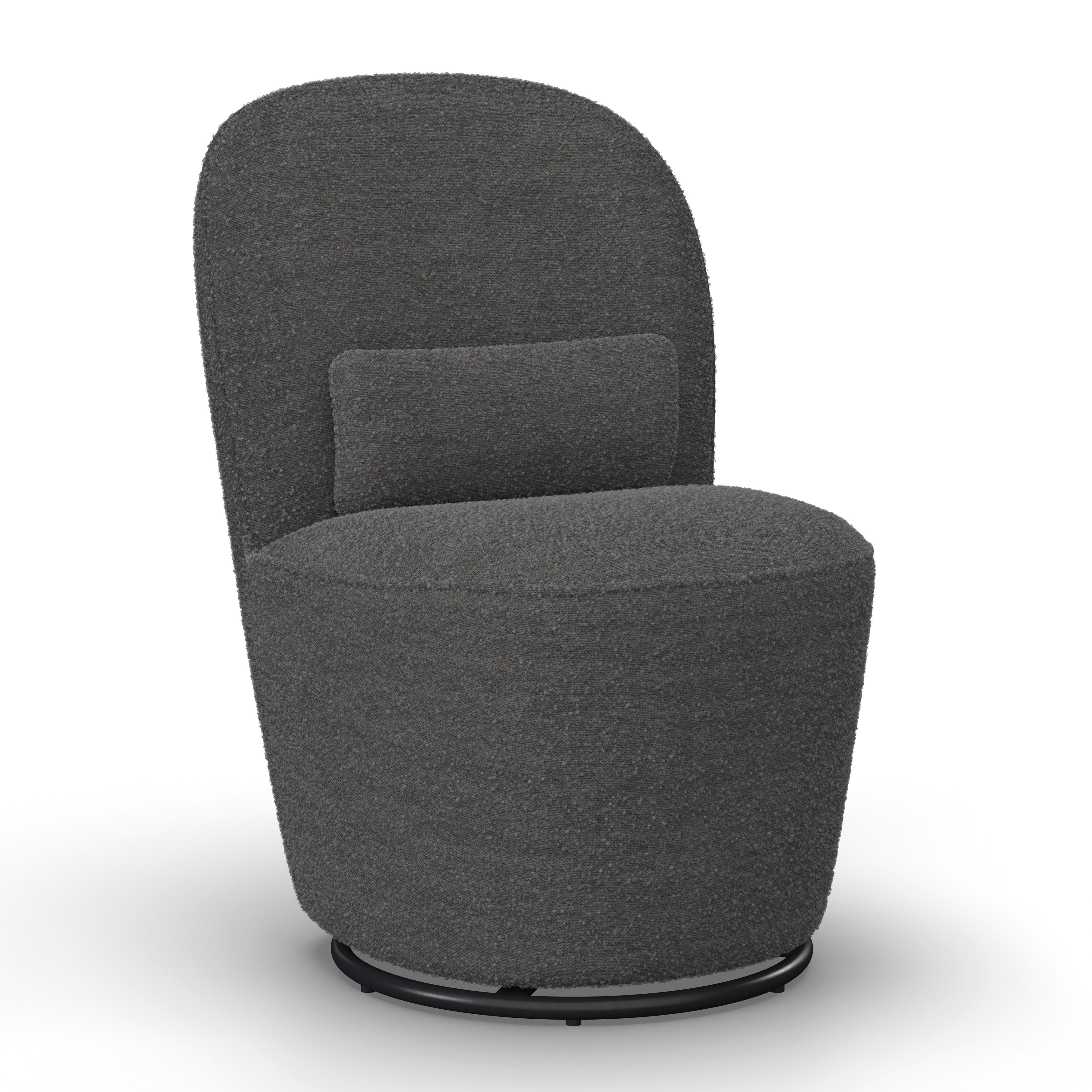 Stuhl Vittore Grau Bouclé Gepolstert - Grau, MODERN, Holz/Textil (56/84/62cm) - Bessagi Home