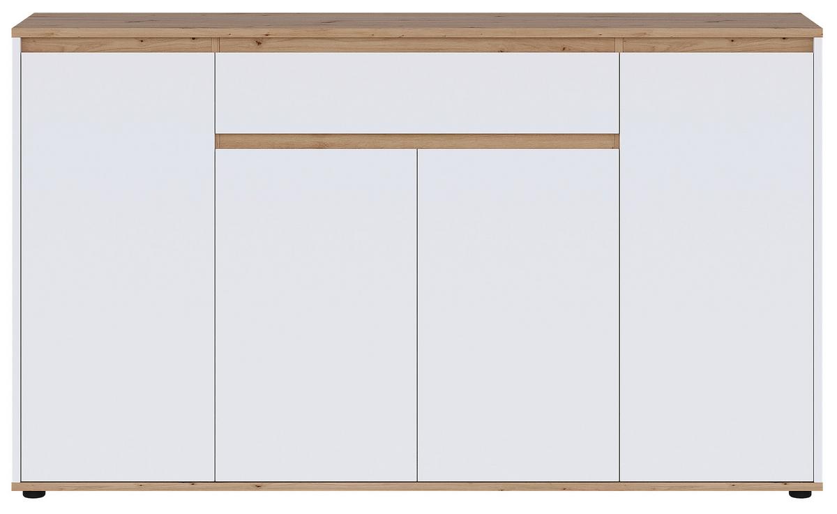 KOMODA SZEROKA MALEA - biały/dąb artisan, Modern, materiał drewnopochodny (160/93/38cm) - Carryhome
