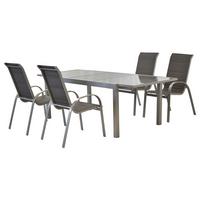Vrtni Set Amalfi, 5-Delni, Aluminij - srebrne barve/antracit, Moderno, kovina/tekstil - Gardenson