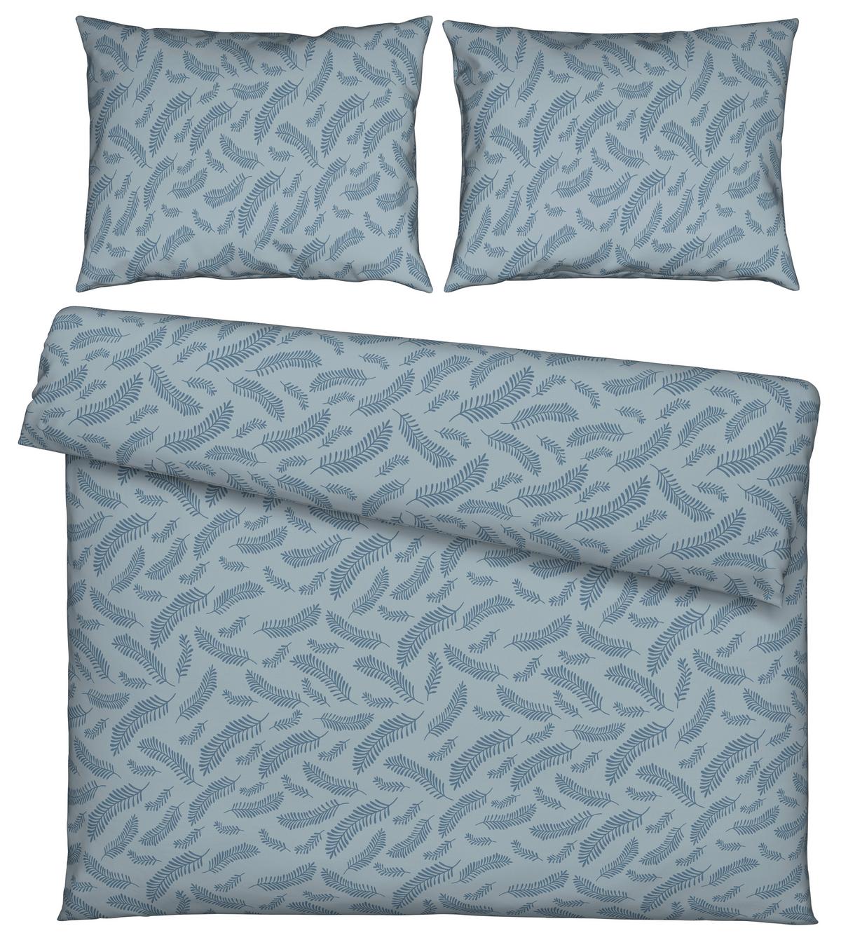 Bettwäsche Ferns XXL Blau ca. 200x220cm - Blau, MODERN, Textil (200/220cm) - Mömax
