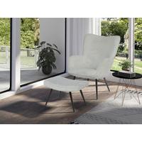 Sesselset Uta Elfenbein Cord - Elfenbein/Schwarz, Basics, Textil/Metall - MID.YOU