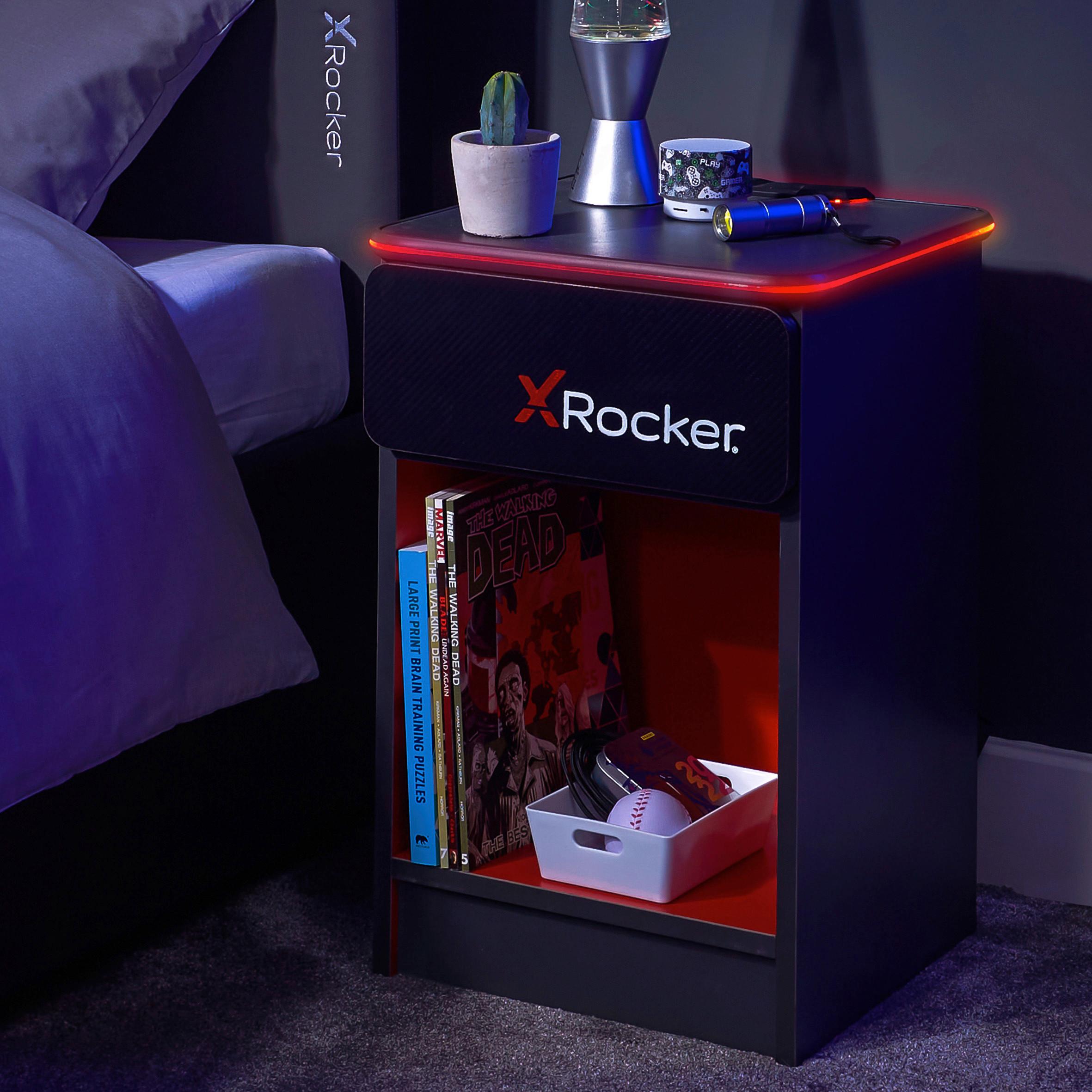 Nachtkästchen Carbon-Tek ca. 36x54x33 cm Schwarz/Rot - Rot/Schwarz, MODERN, Holzwerkstoff/Kunststoff (36/54/33cm) - X Rocker