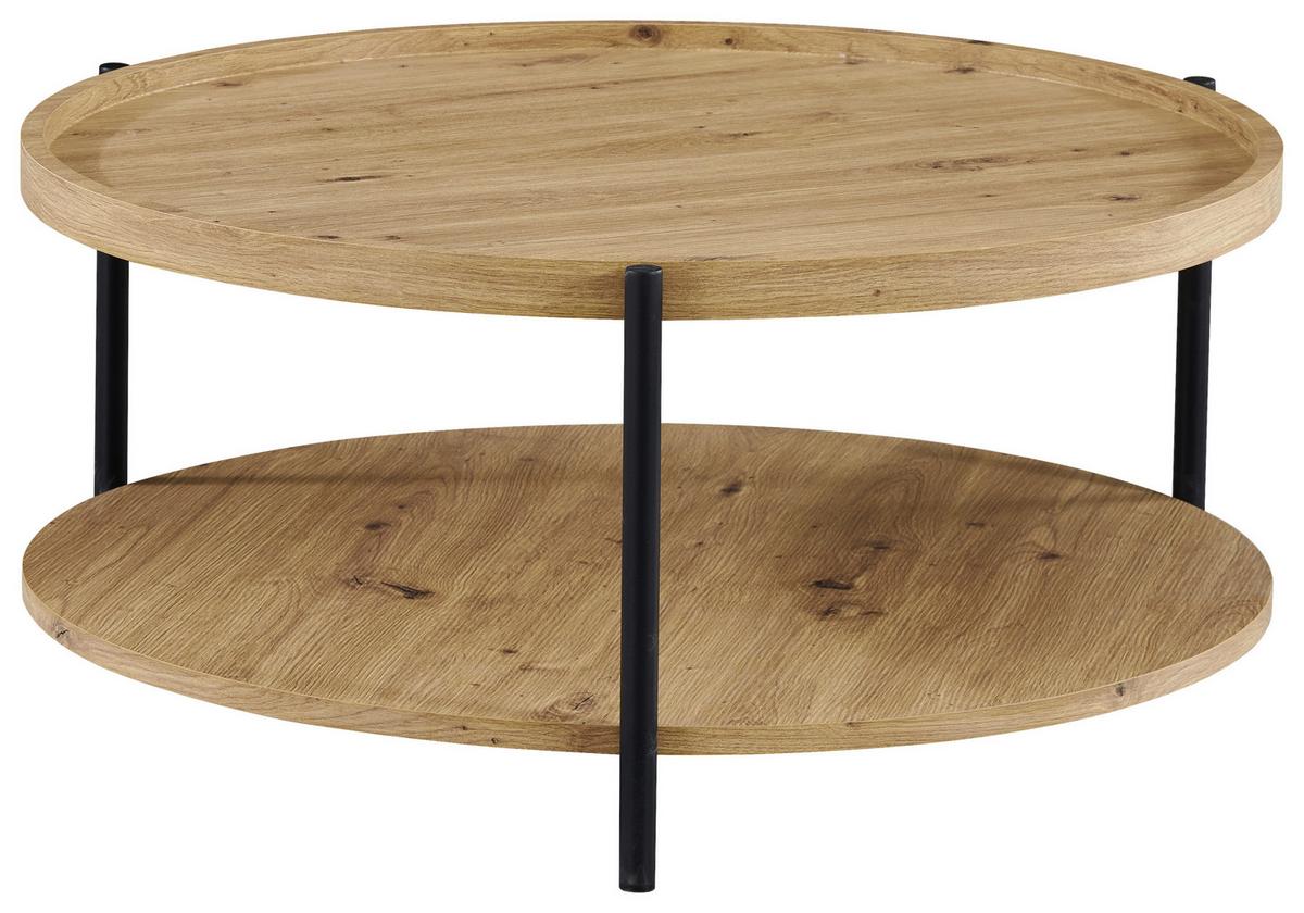 Stolić Irys - boje hrasta/crna, Moderno, drvni materijal/metal (80/38cm) - Modern Living