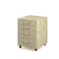 Rollcontainer Big Profi Office Eiche Artisan - Alufarben/Schwarz, Modern, Holzwerkstoff/Kunststoff (46/64/51cm) - Mömax