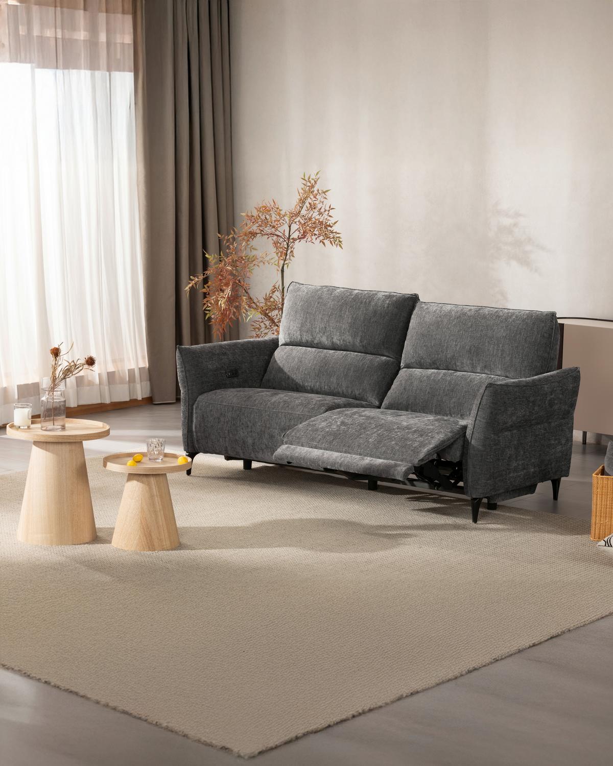 2-sed Cape Town - temno siva/črna, Moderno, kovina/tekstil (200/98/93cm) - Mömax