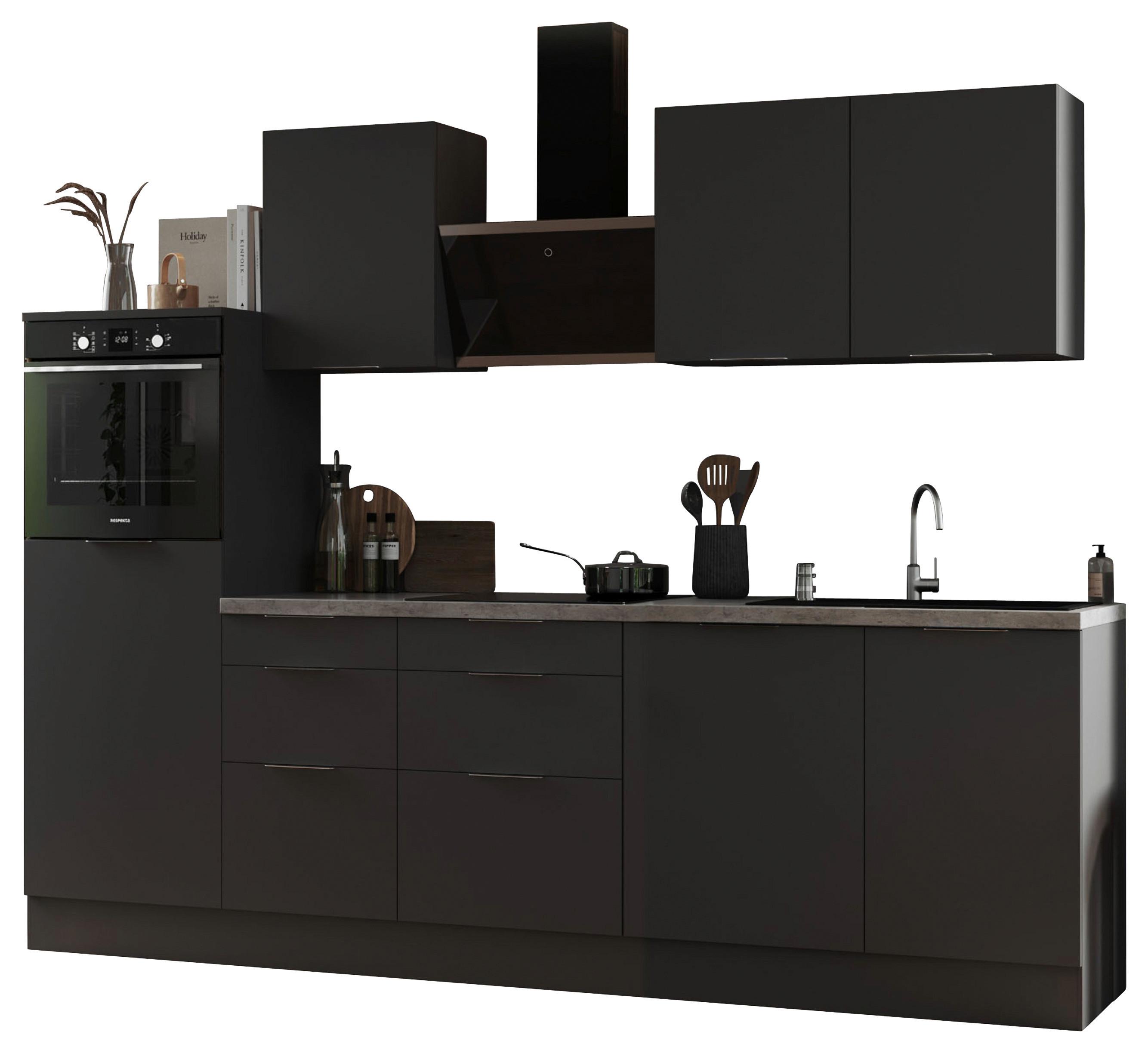 Küchenblock Elisabeth Grau B: ca. 280 cm - Dunkelgrau/Hellgrau, LIFESTYLE, Holzwerkstoff/Metall (280cm) - Respekta