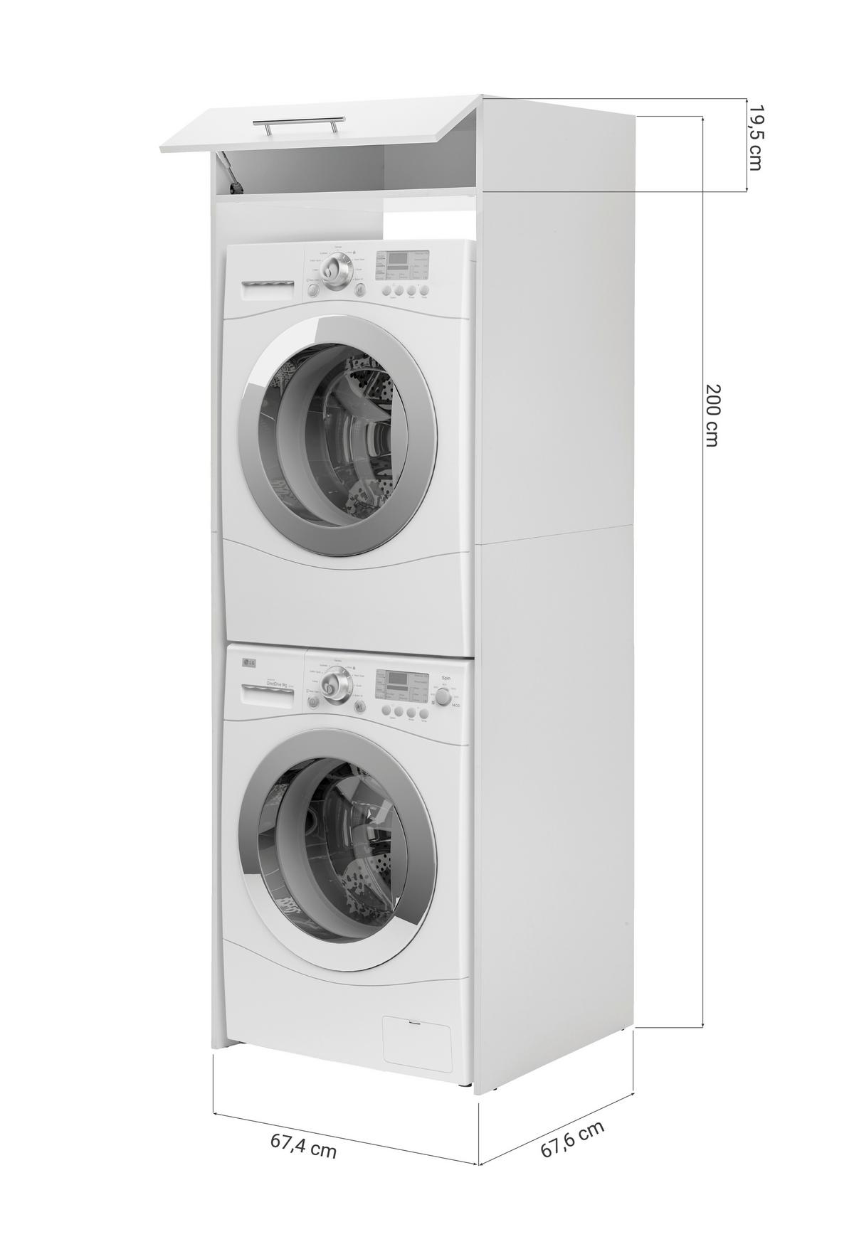 Waschmaschinenschrank Clara Weiß B: ca. 67,4 cm - Edelstahlfarben/Weiß, KONVENTIONELL, Holzwerkstoff/Metall (67,4/200/67,6cm) - Respekta
