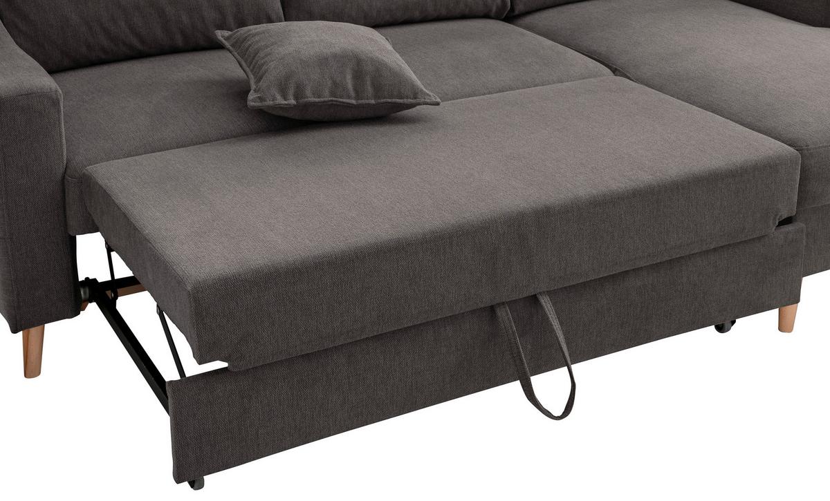 Wohnlandschaft Valentina Anthrazit Struktur - Anthrazit/Naturfarben, KONVENTIONELL, Holz/Textil (228/150cm) - P & B