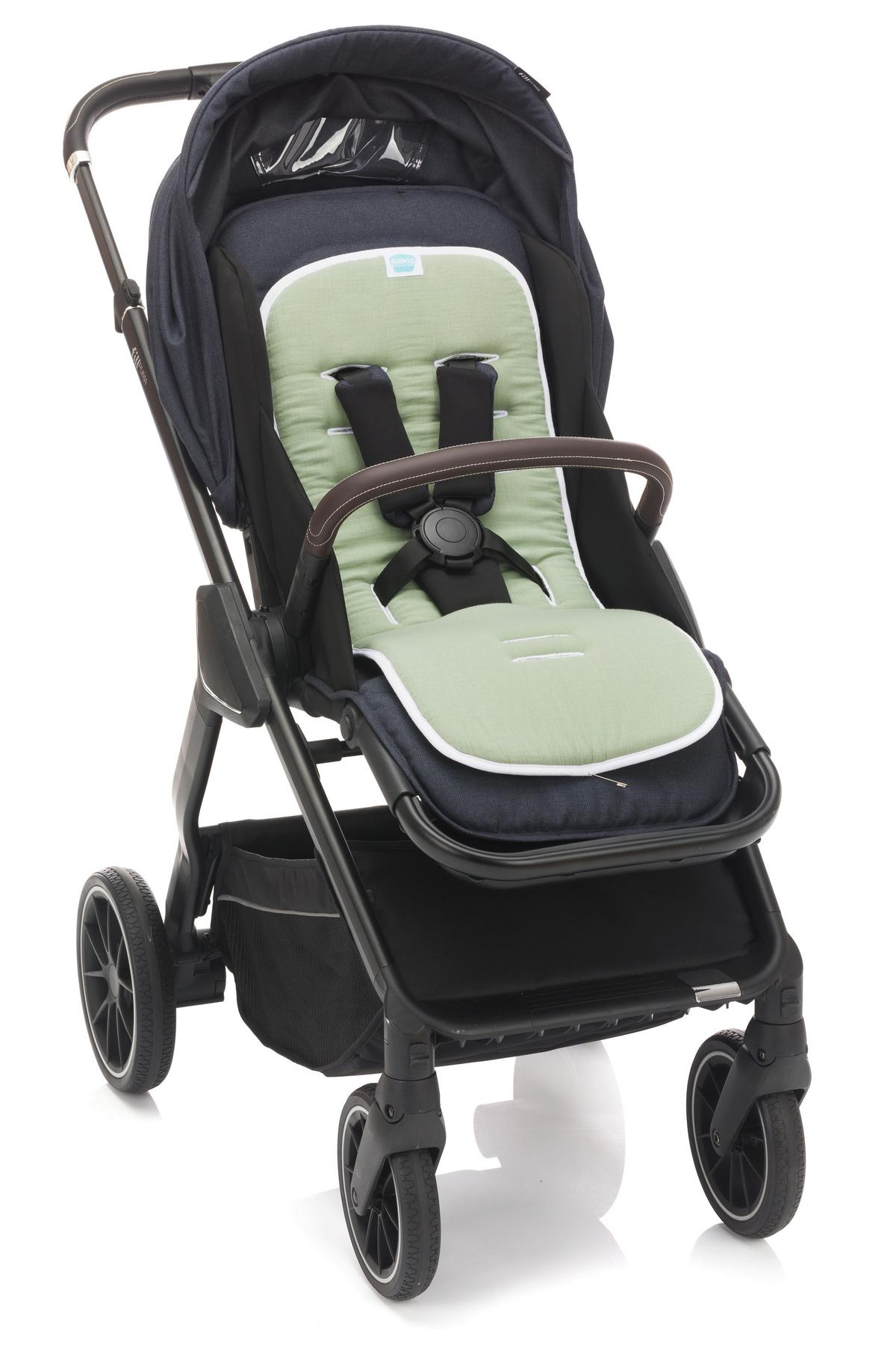 WKŁADKA DO WÓZKA LU7767-24 - szałwiowy/szary, Basics, tkanina (30/73cm) - Jimmylee