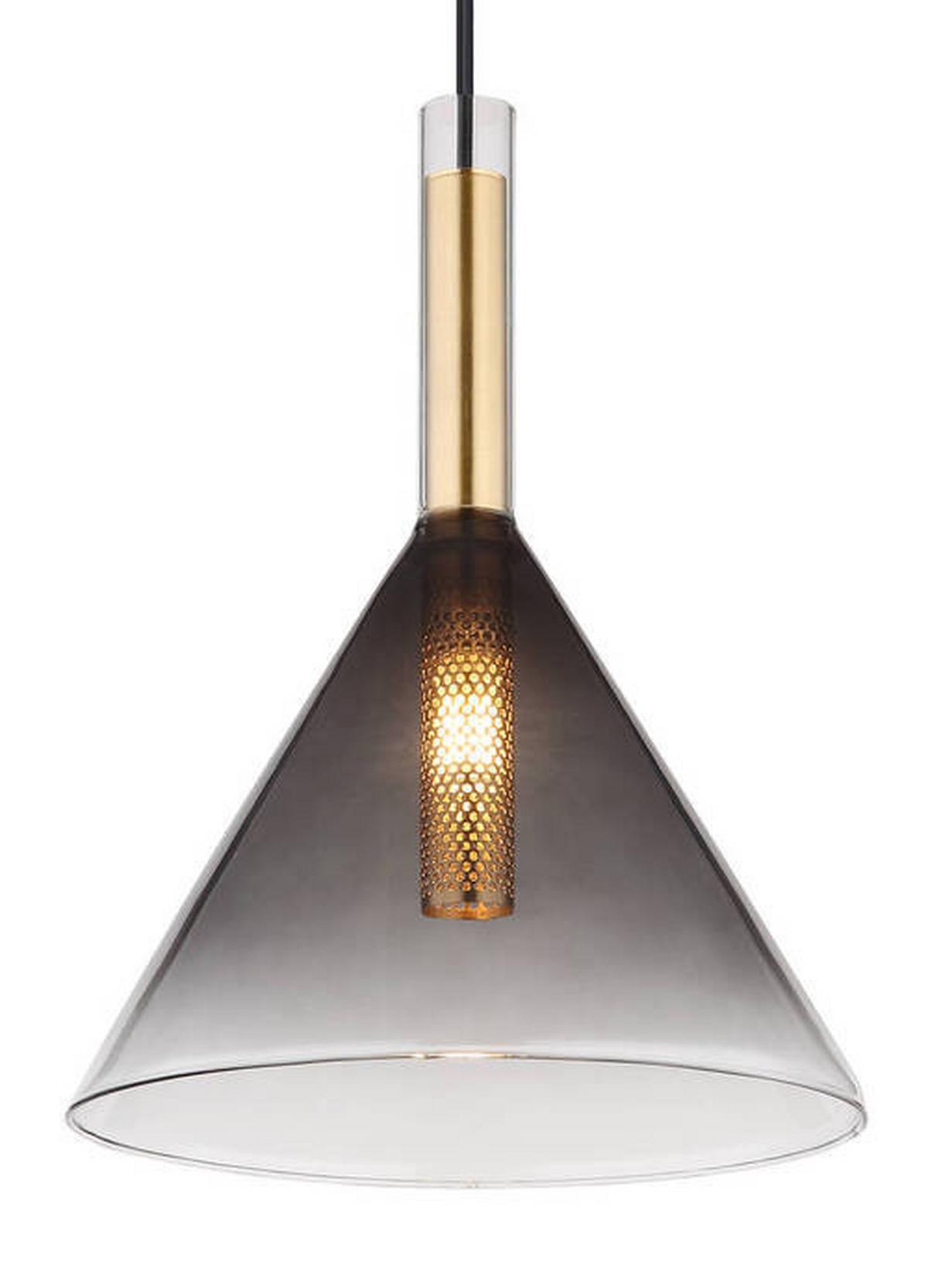 Hängeleuchte Elisabeth Messingfarben max. 10 Watt - Klar/Messingfarben, Design, Glas/Metall (20/120cm) - Globo