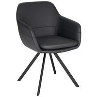 KRZESŁO Z PODŁOKIETNIKAMI WESLEY - czarny, Design, skóra/metal (60,5/86/62,5cm) - Novel