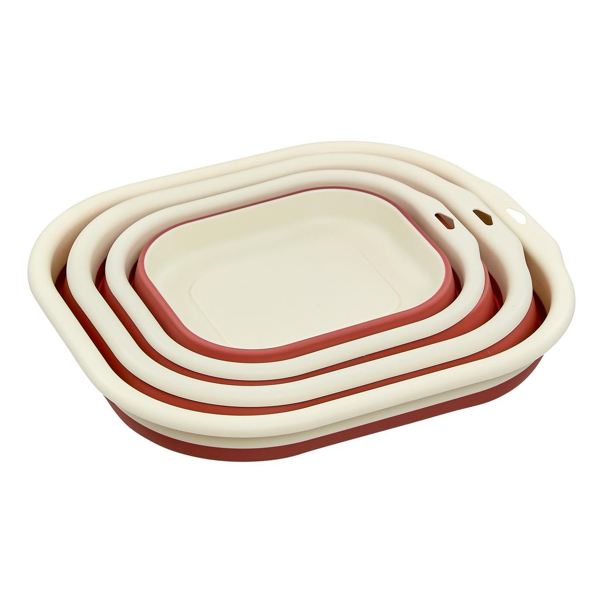 Set coșuri de rufe pliabile Bassi 3/1, cca. 3L+5L+10L - maro/albastru, Basics, plastic (38,5/34/14,5cm)