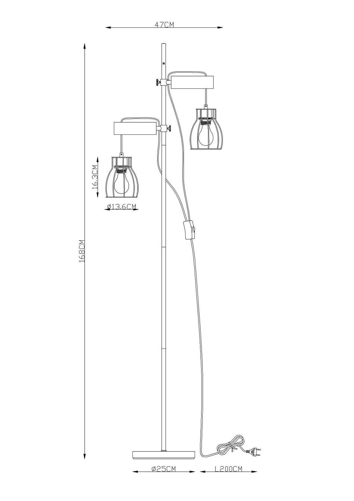 Svjetiljka Podna 15326-2sn Mina - prirodne boje/crna, Design, drvo/metal (47/168cm)