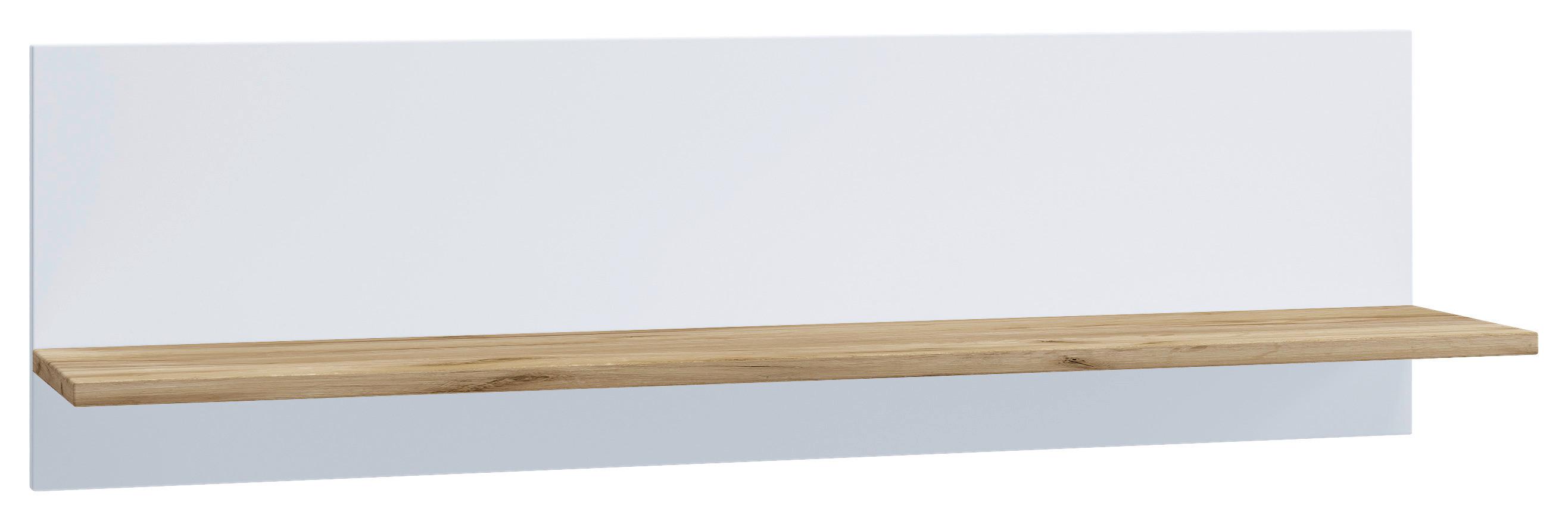 Stenski Regal Usilo, Bela, Barva Hrasta - bela/medeni hrast, Design, leseni material (102/30/20cm) - MID.YOU