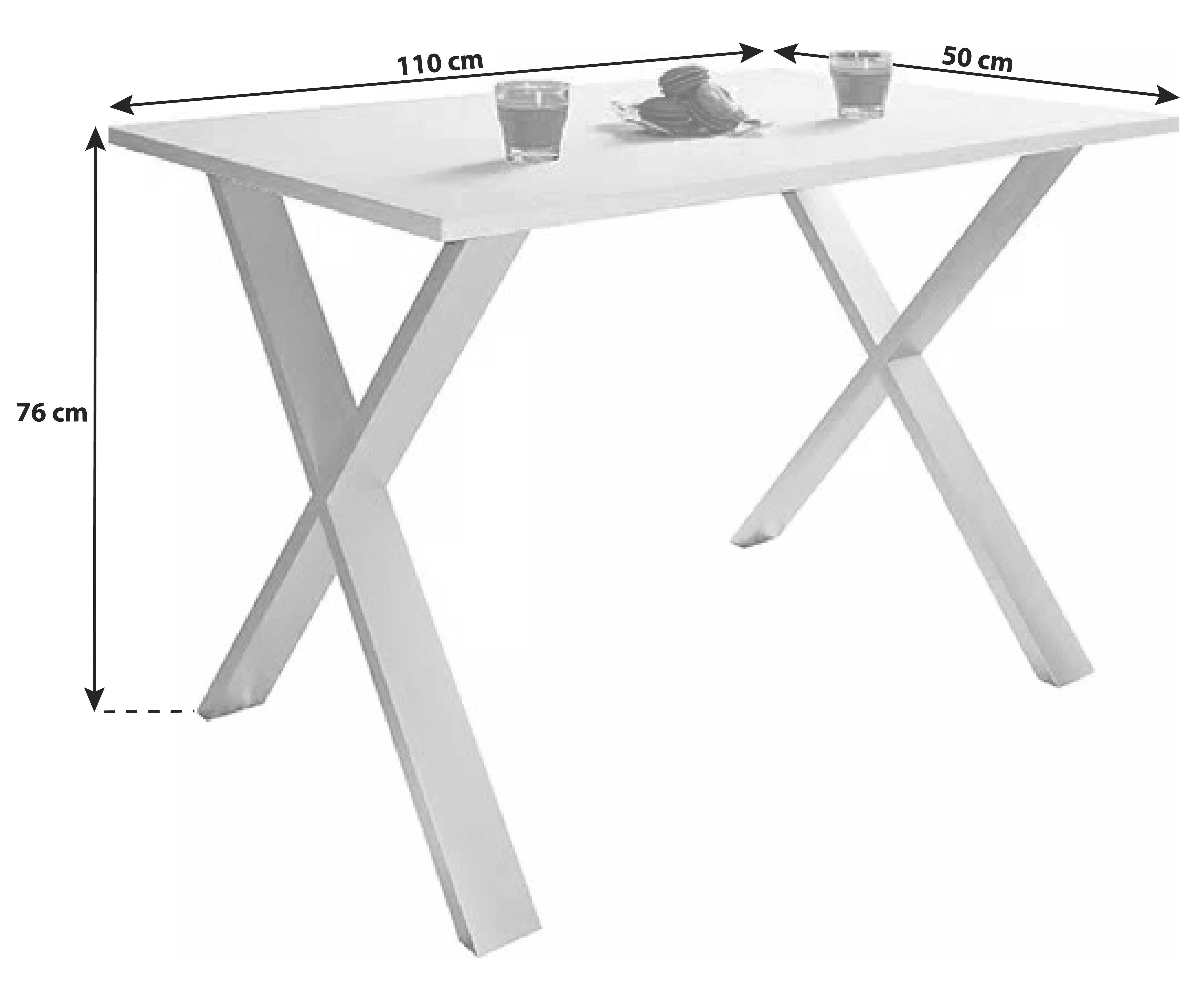ESSTISCH XONA - Anthrazit/Silberfarben, Basics, Holzwerkstoff/Metall (110/50/76cm) - MID.YOU