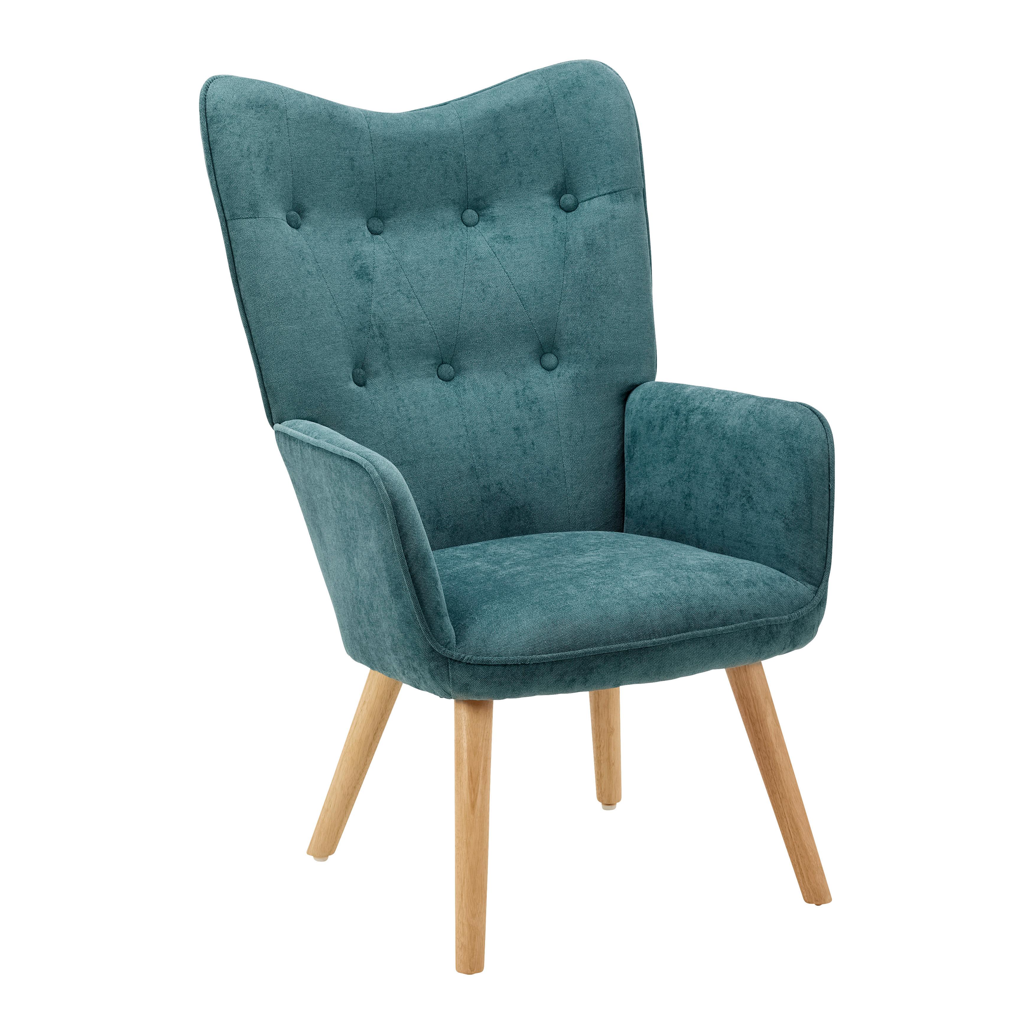 Ohrensessel Natalie Webstoff Grün - Naturfarben/Grün, MODERN, Holz/Textil (64/99/68cm) - Bessagi Home