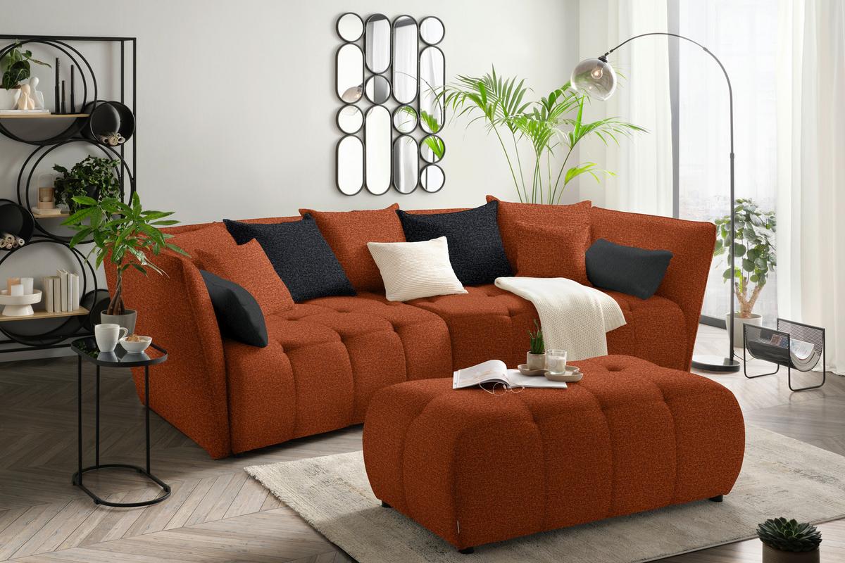 Canapea Boxspring SOFI - gri închis/ruginiu, Modern, textil (294/93/152cm) - Premium Living
