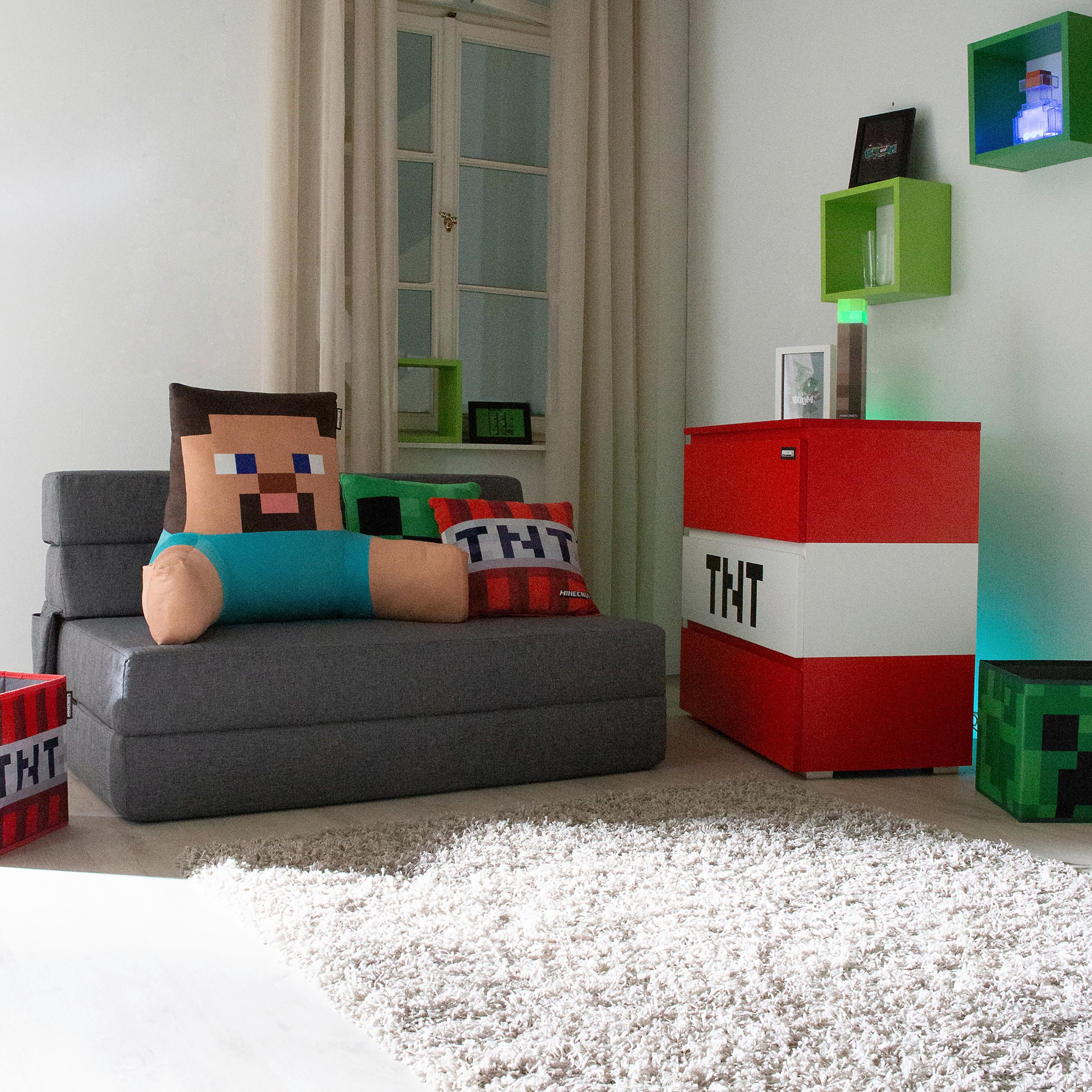 Schlafsofa Minecraft ca. 119x80x200 cm Grau - Grau, MODERN, Textil (119/80/80-200cm) - Minecraft