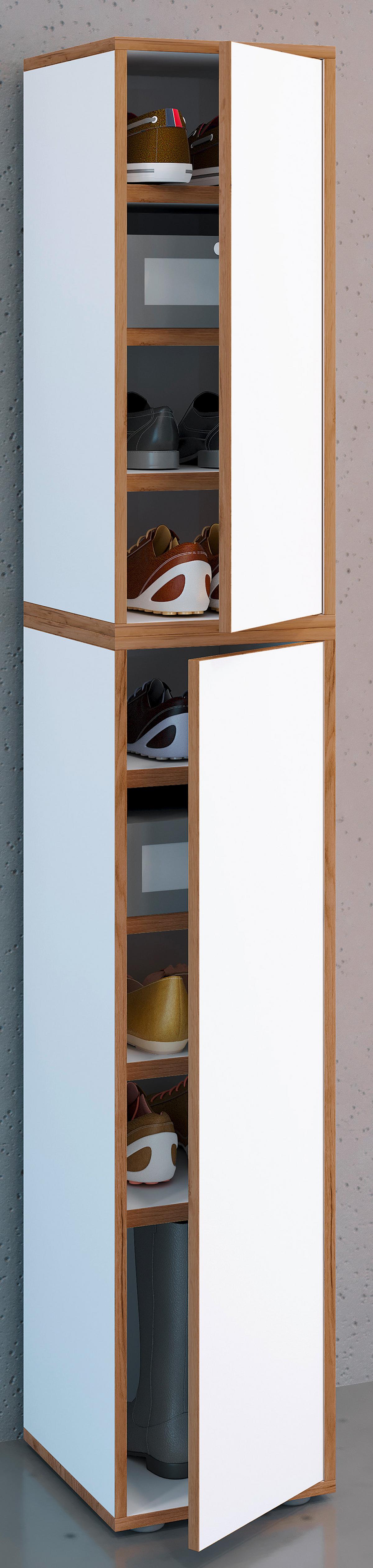 Omara Za Čevlje Salia, Bela, Barva Hrasta - bela/medeni hrast, Design, leseni material (30/183/33cm) - MID.YOU