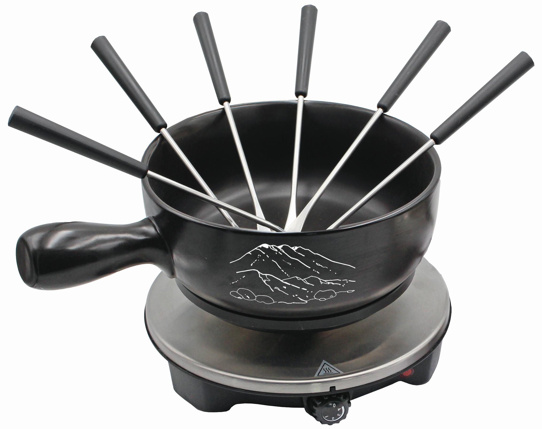 Fondueset Fon - Schwarz, Keramik (28/24/8.5cm)