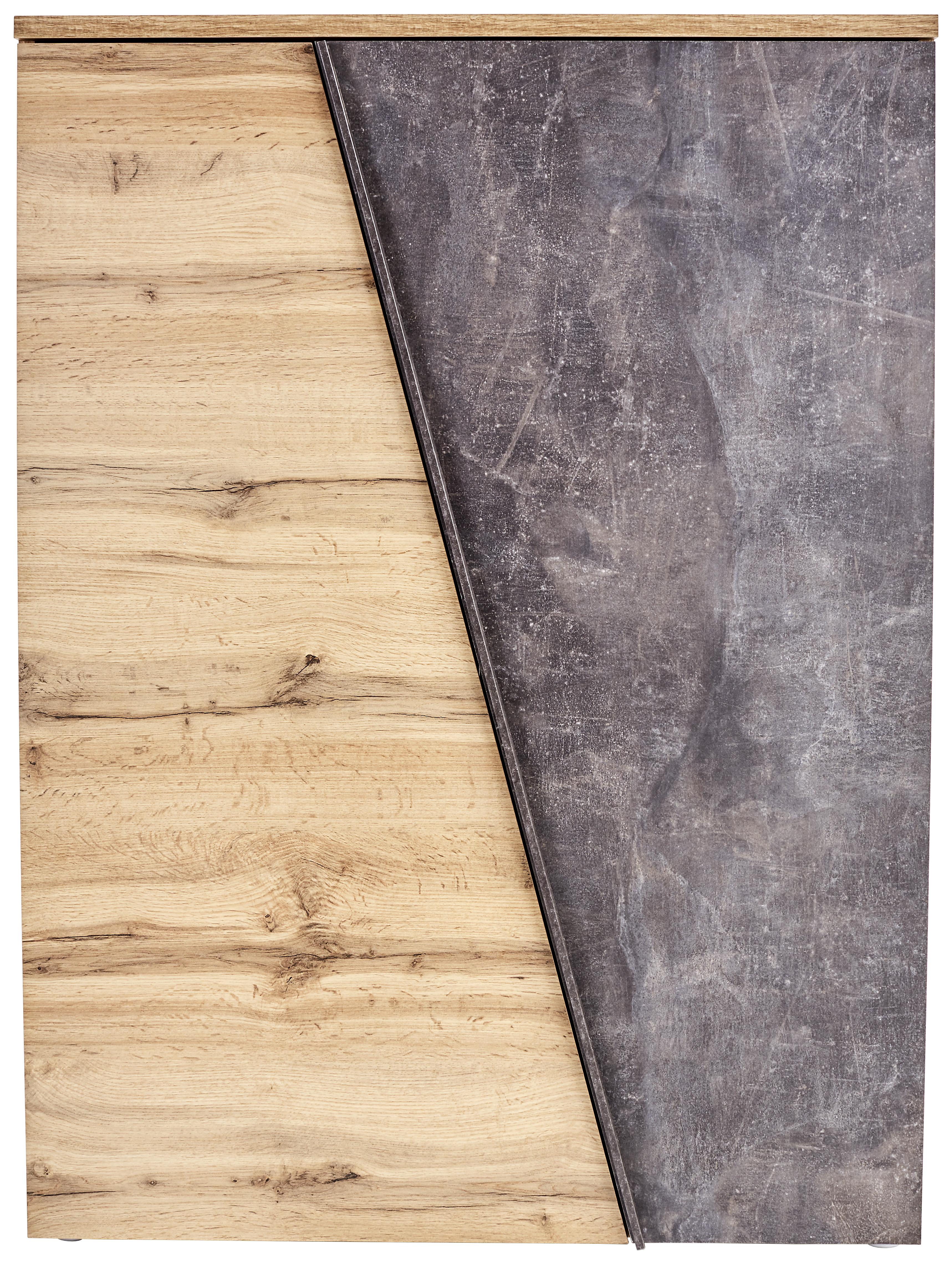 Comodă Venedig - culoare lemn stejar/gri, Modern, material pe bază de lemn (90/121,5/40cm)