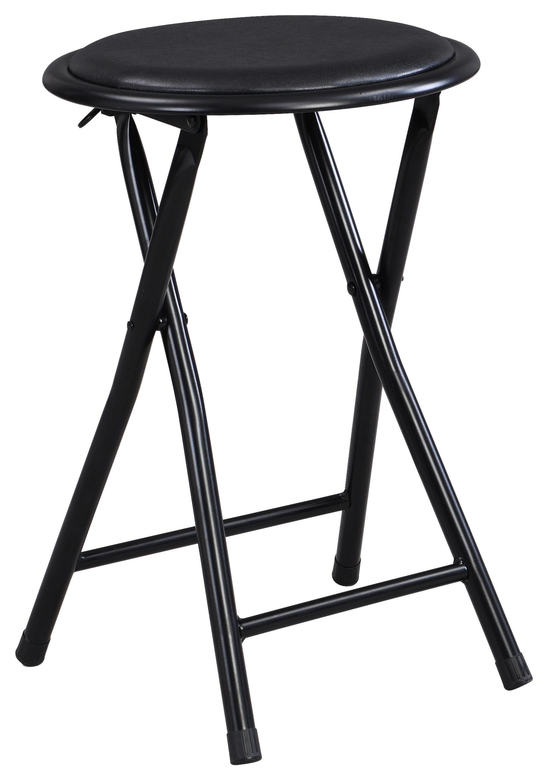 Taburet pliabil RAKI II - negru, Konventionell, metal/textil (30/45cm) - Modern Living