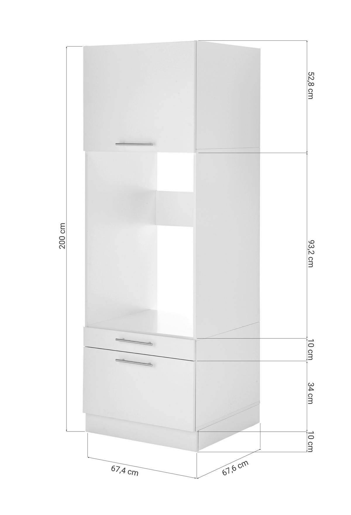 Waschmaschinenschrank Clara Weiß B: ca. 67,4 cm - Edelstahlfarben/Weiß, KONVENTIONELL, Holzwerkstoff/Metall (67,4/200/67,6cm) - Respekta