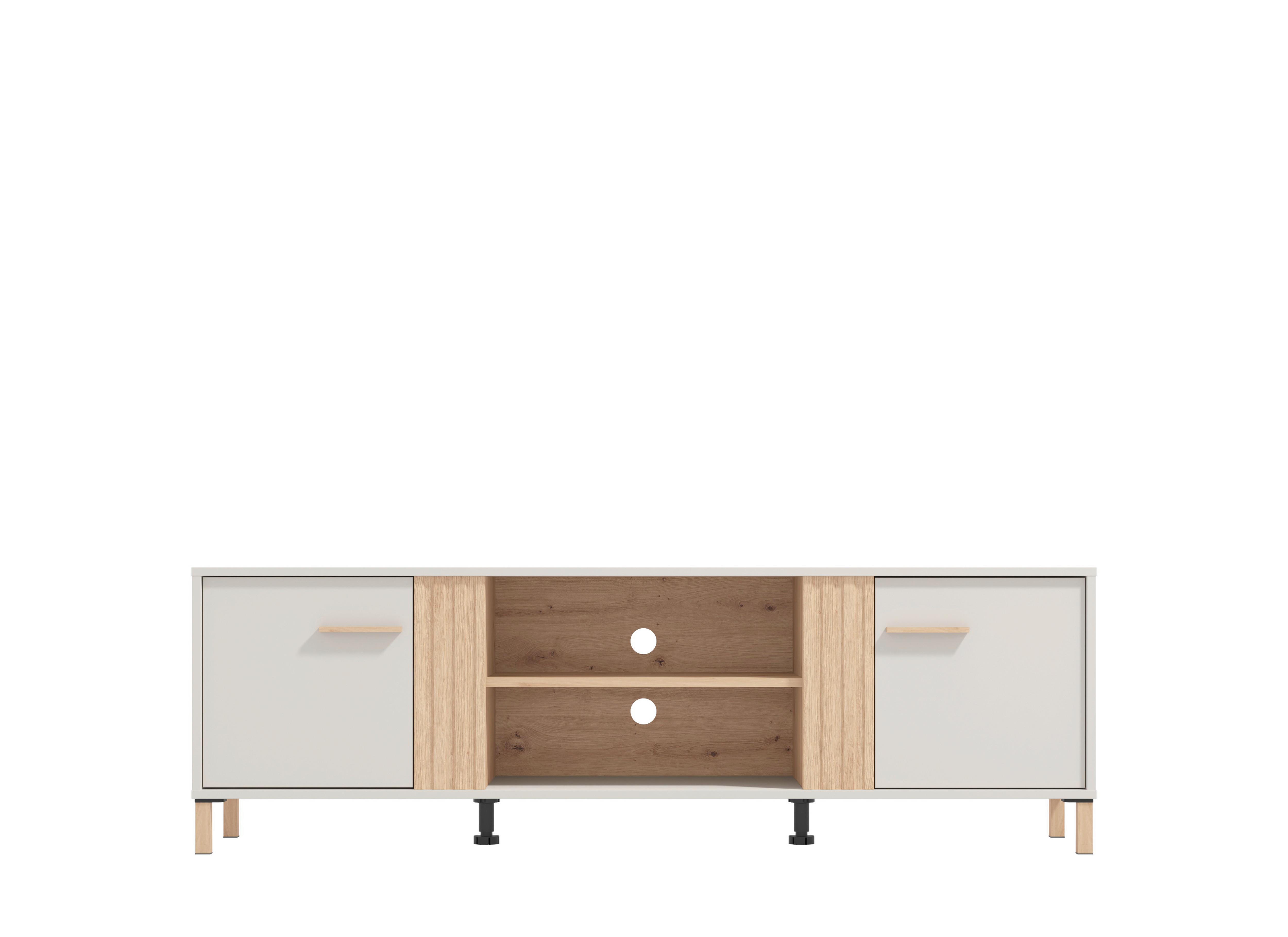 Tv Elem Belfort - tölgyfa színű/fehér, Modern, faalapú anyag (163,5/52/40cm)