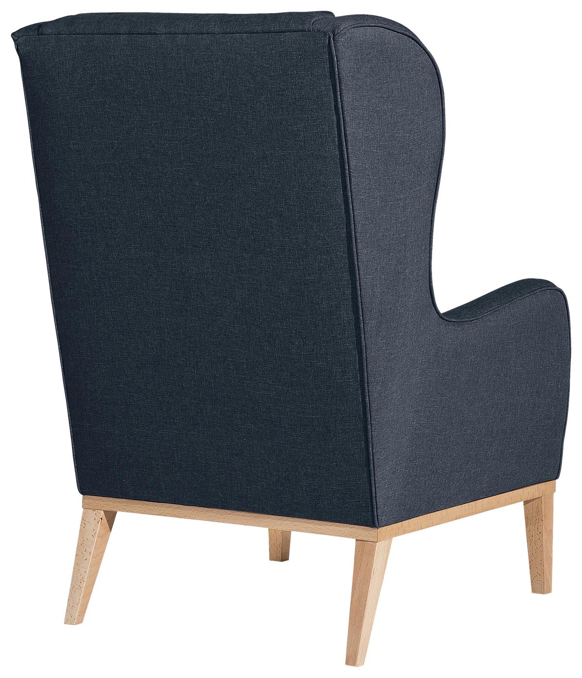 OHRENSESSEL ANGELO - Dunkelblau/Naturfarben, KONVENTIONELL, Holz/Textil (66/104/78cm) - Max Winzer