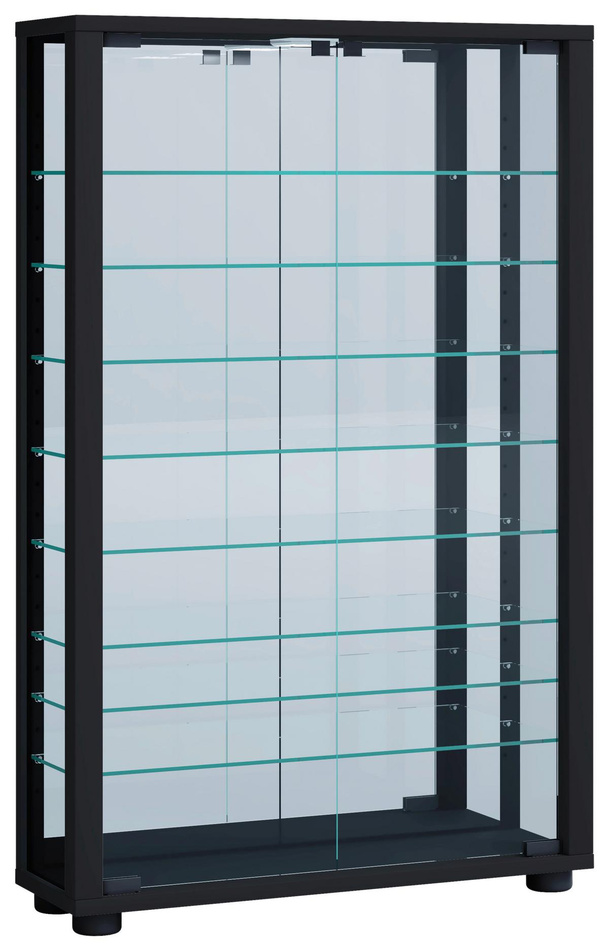 Viseča Vitrina Vitrosa, Črna - črna, Moderno, umetna masa/steklo (59/91,3/18cm) - MID.YOU