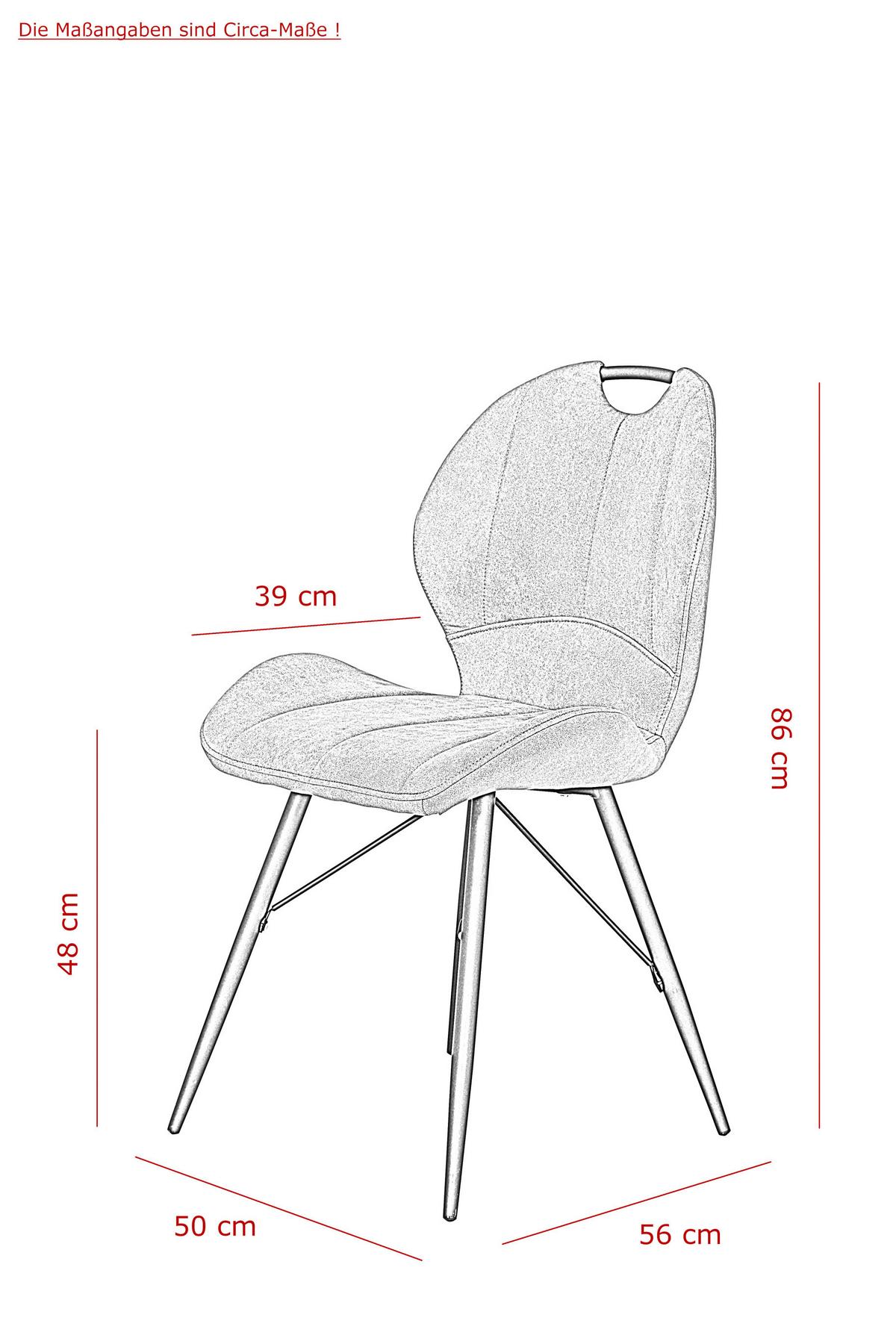 Stuhl-Set Kate S 4er-Set ca. 50x86 cm Schlammfarben - Schlammfarben/Schwarz, MODERN, Textil/Metall (50/86/56cm) - MID.YOU