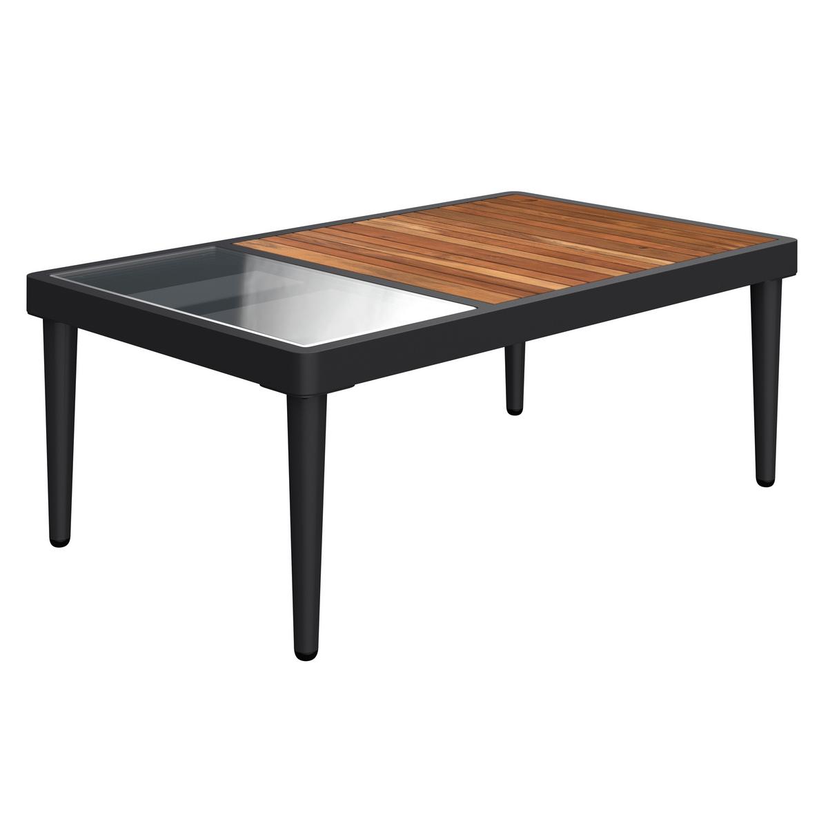 Lounge Garnitura Basel, Siva, Akacija, 3-Delno - siva/naravne barve, Moderno, kovina/steklo (186/150cm) - Beldano