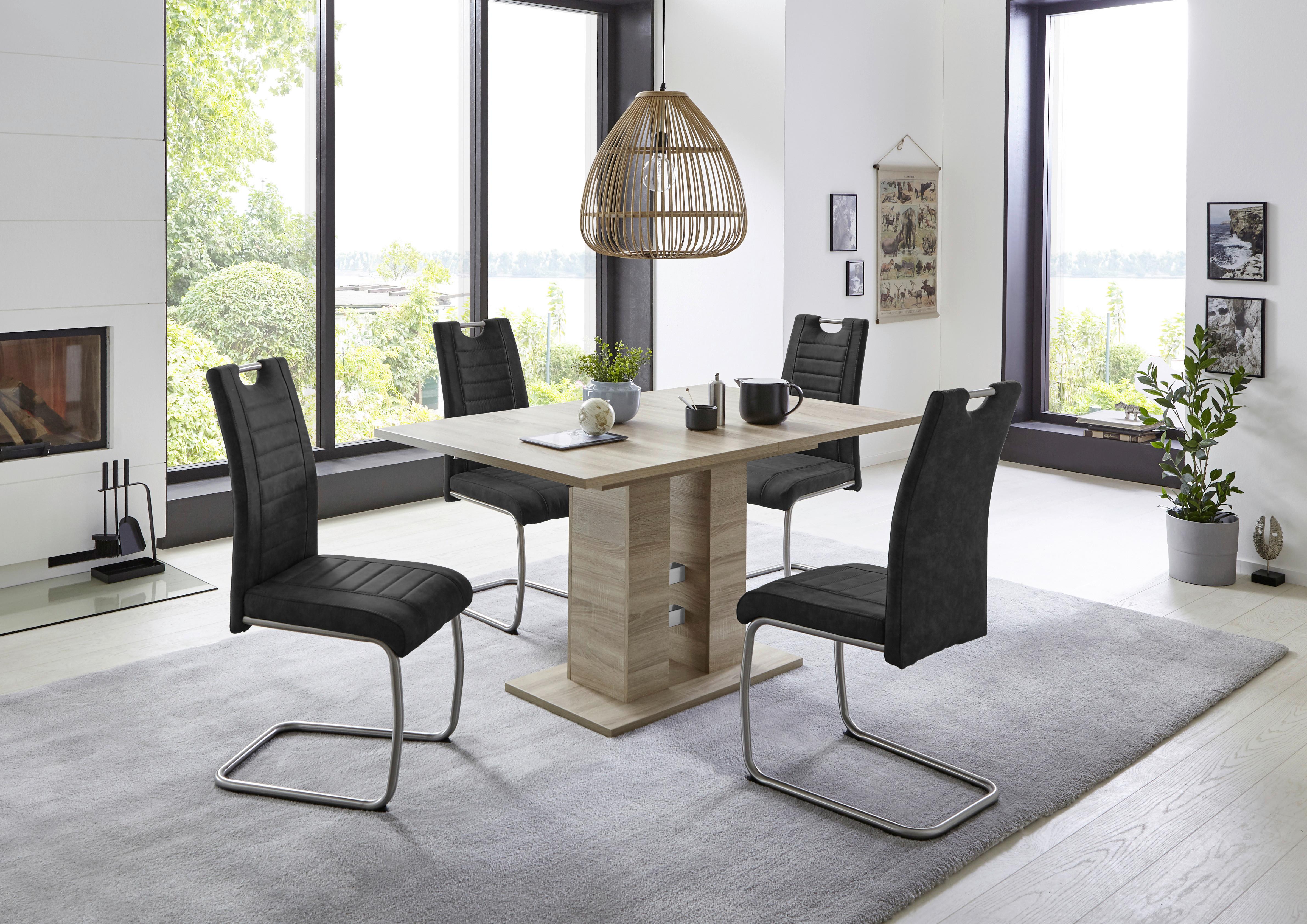 Schwingstuhl-Set ULLA S - Edelstahlfarben/Anthrazit, MODERN, Textil/Metall (43/98/59cm) - MID.YOU