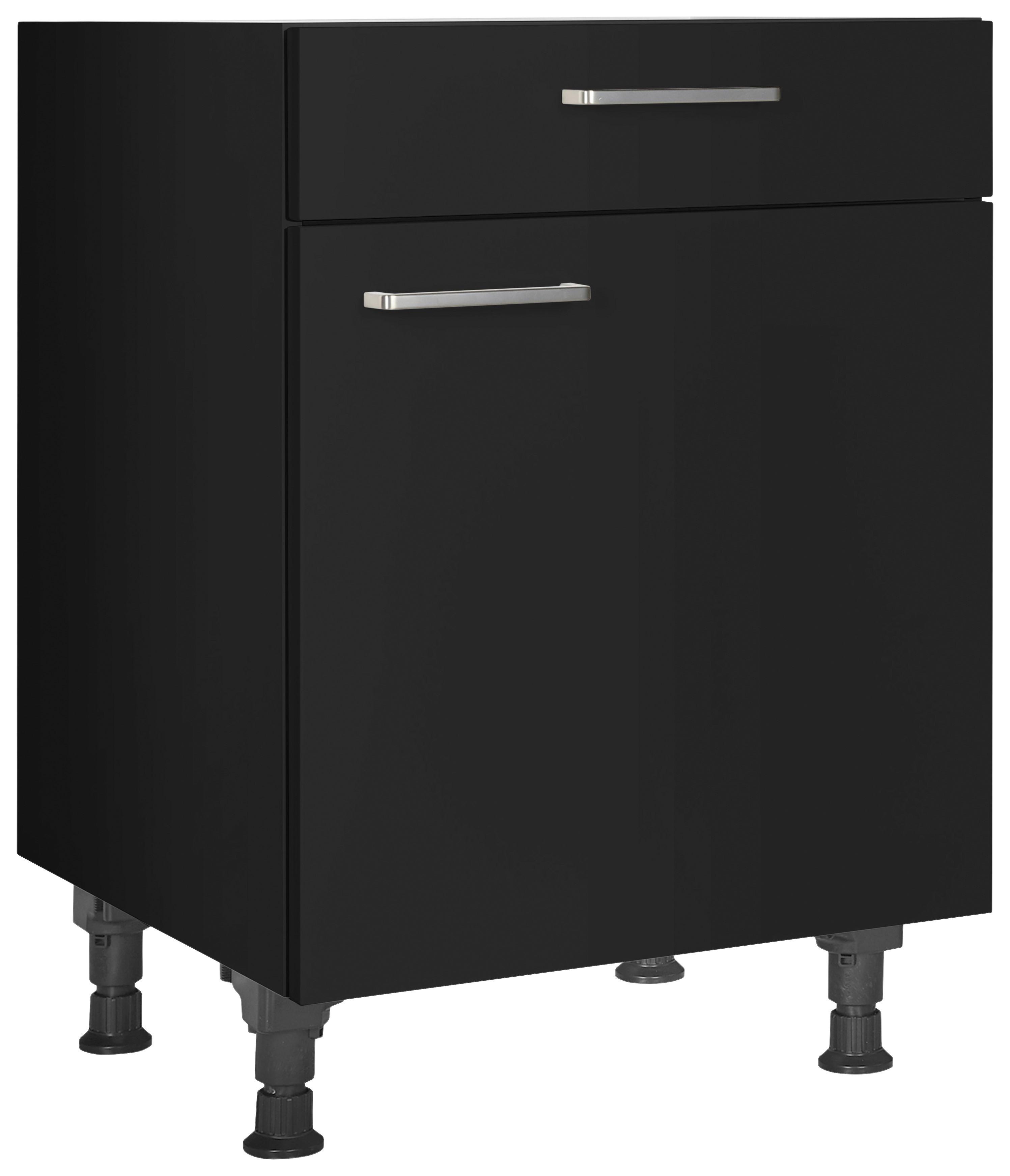 Schubkastenunterschrank Touch Schwarz - Edelstahlfarben/Schwarz, MODERN, Holzwerkstoff/Metall (60/87/56cm) - Nobilia