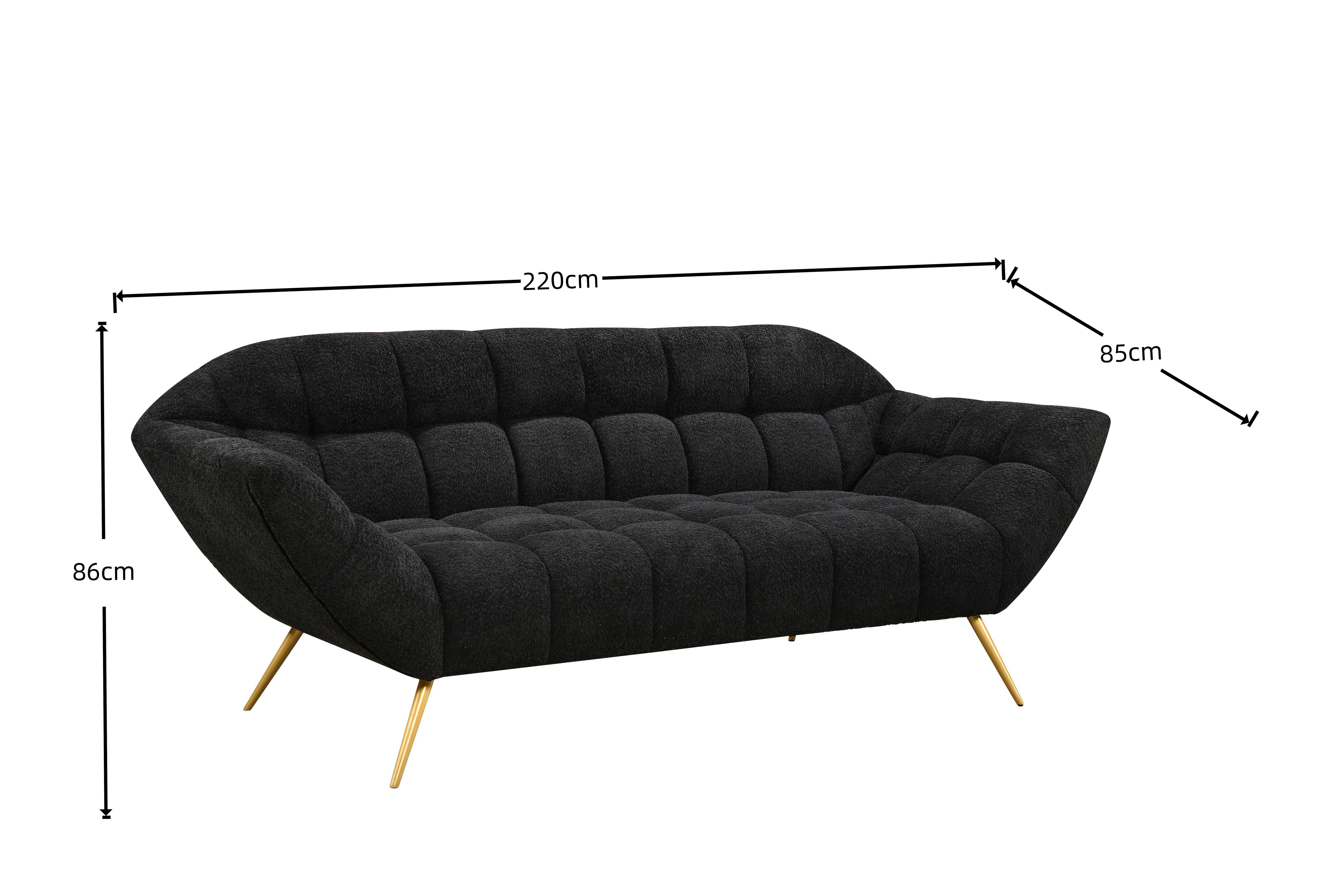 Trosed Janine, Črna - zlate barve/črna, Design, kovina/tekstil (220/85/85cm) - Livetastic
