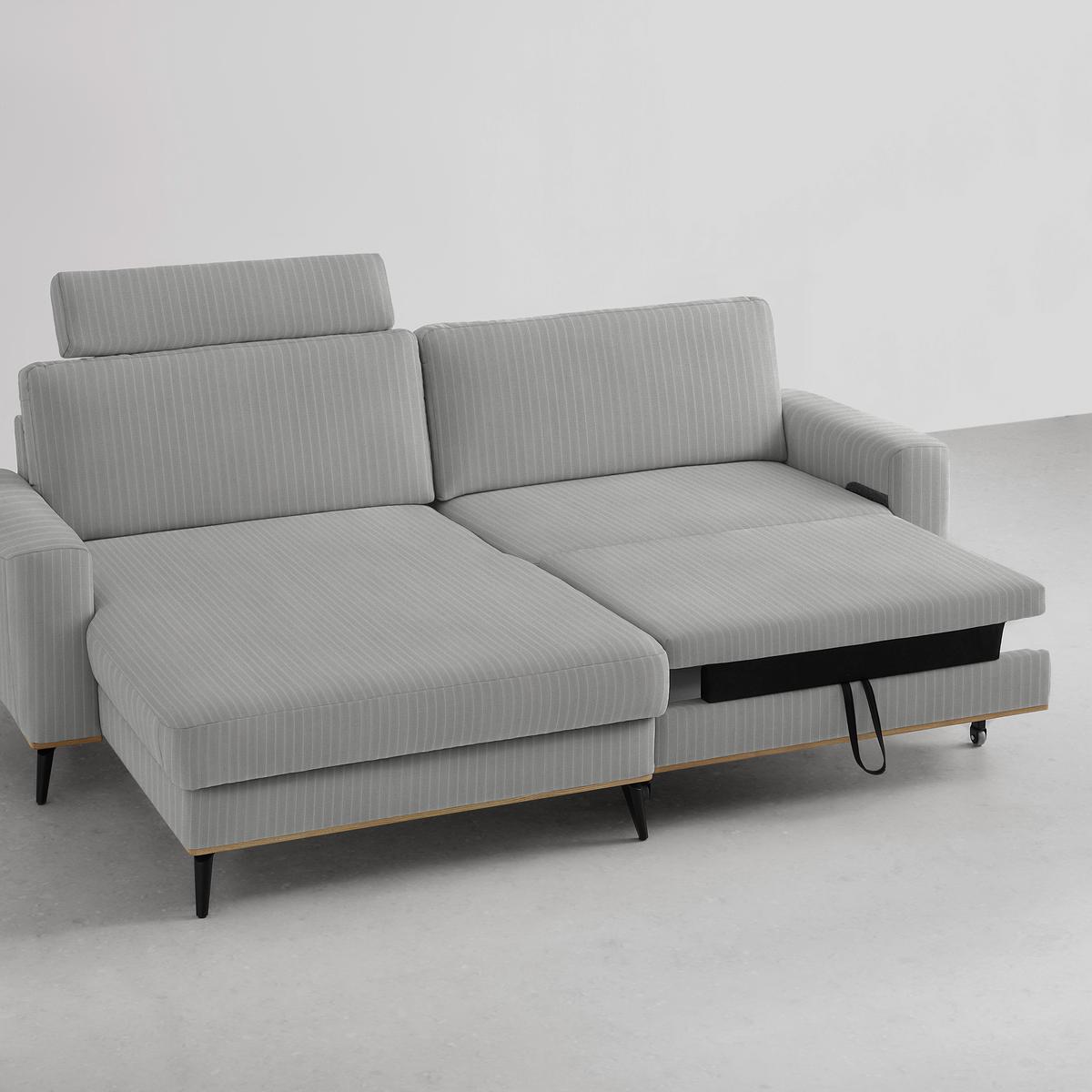 Wohnlandschaft Romeo Grau - Schwarz/Grau, KONVENTIONELL, Textil/Metall (167/87/234cm) - Zandiara