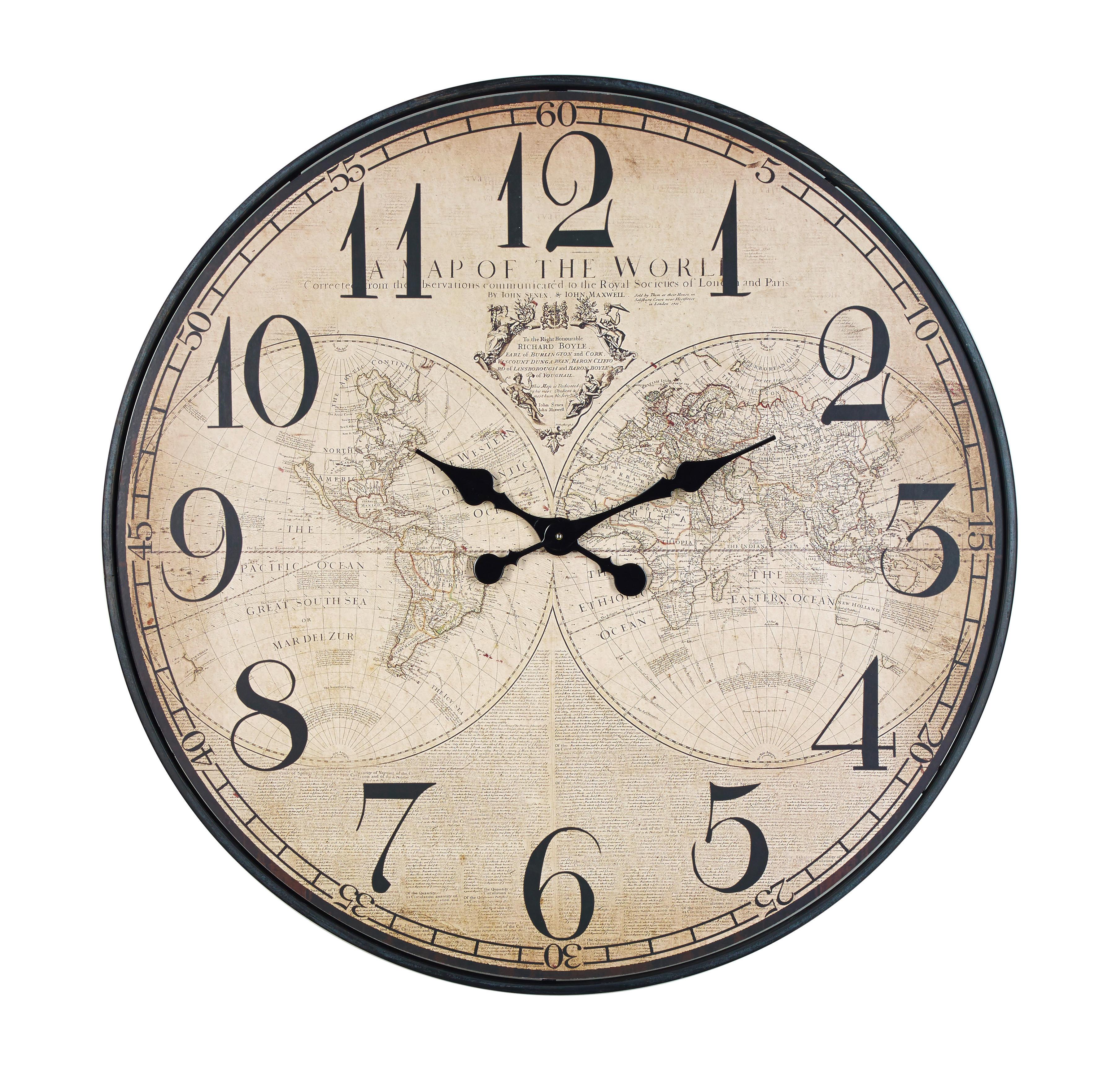 ZEGAR ŚCIENNY HLCQ148904G - różnokolorowy, Basics, metal/drewno (80cm) - Ambia Home