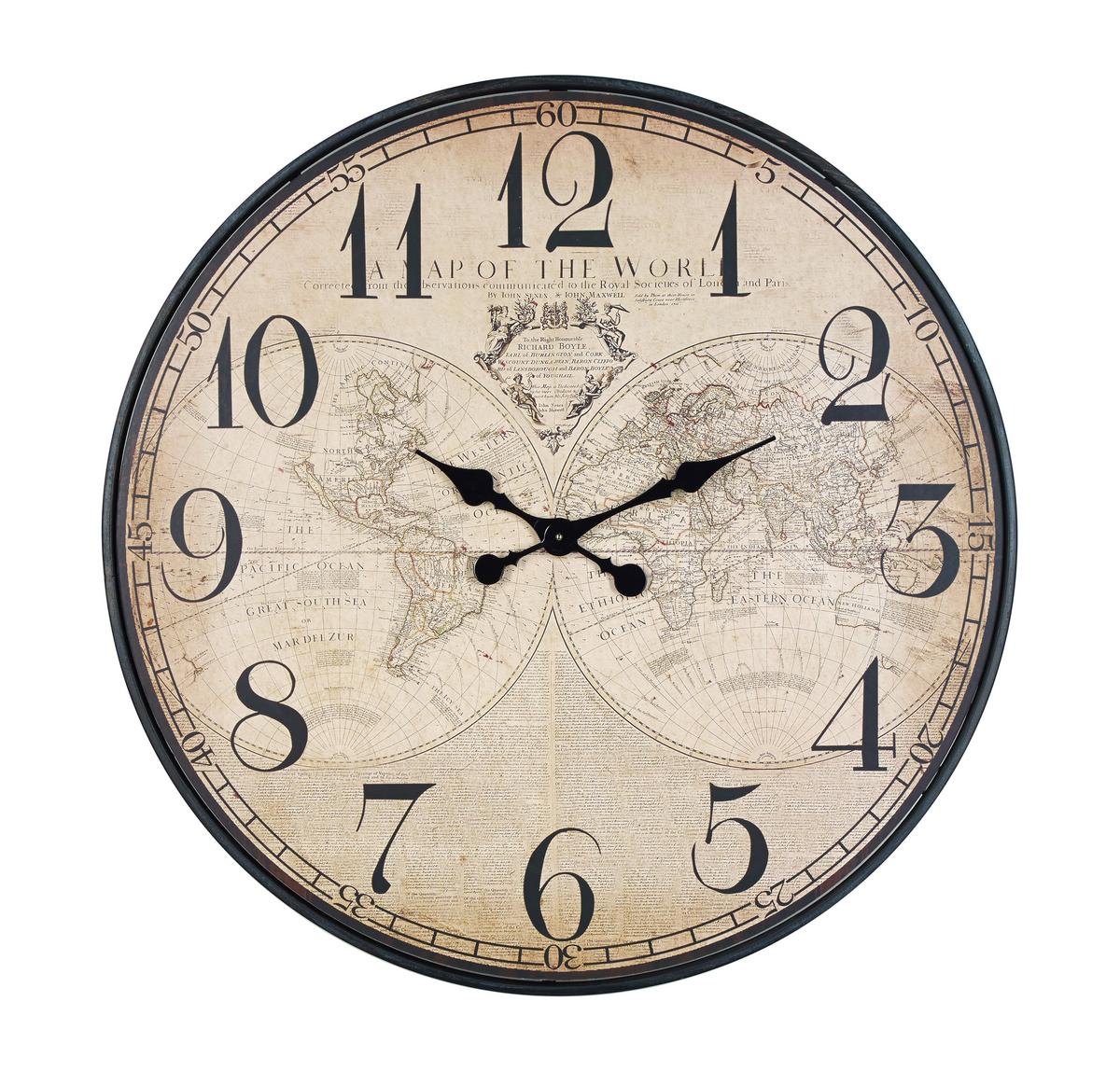 ZEGAR ŚCIENNY HLCQ148904G - różnokolorowy, Basics, metal/drewno (80cm) - Ambia Home