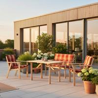 Gartenset Sylt 7-tlg. Kiefer massiv - Rot/Naturfarben, MODERN, Holz/Kunststoff - Gardenson