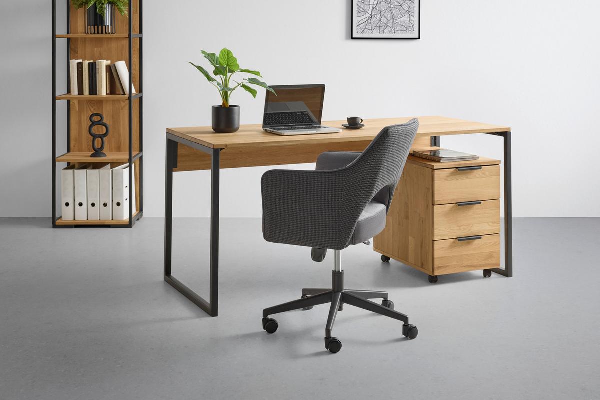 Vrtljivi Stol Valletta - črna/antracit, Konvencionalno, kovina/tekstil (63/82-88/61cm) - Premium Living