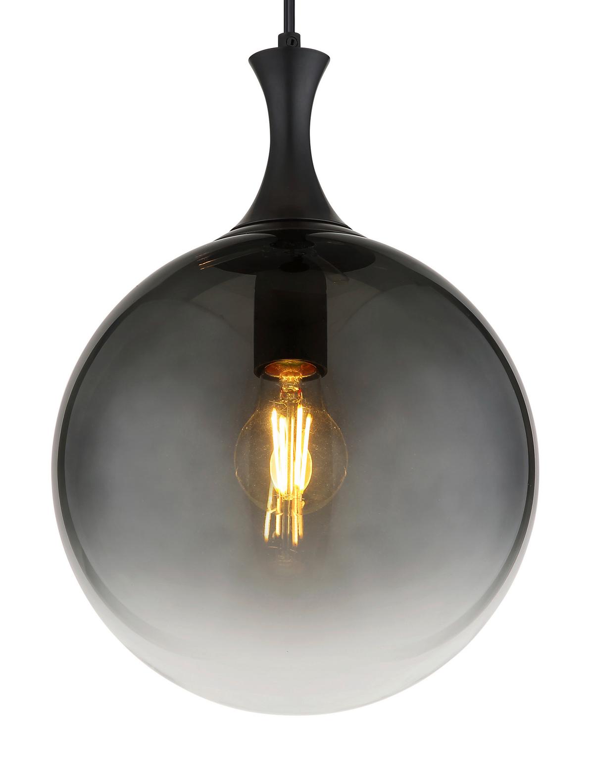HÄNGELEUCHTE 15885H - Schwarz, Design, Glas/Kunststoff (25/141cm) - Globo