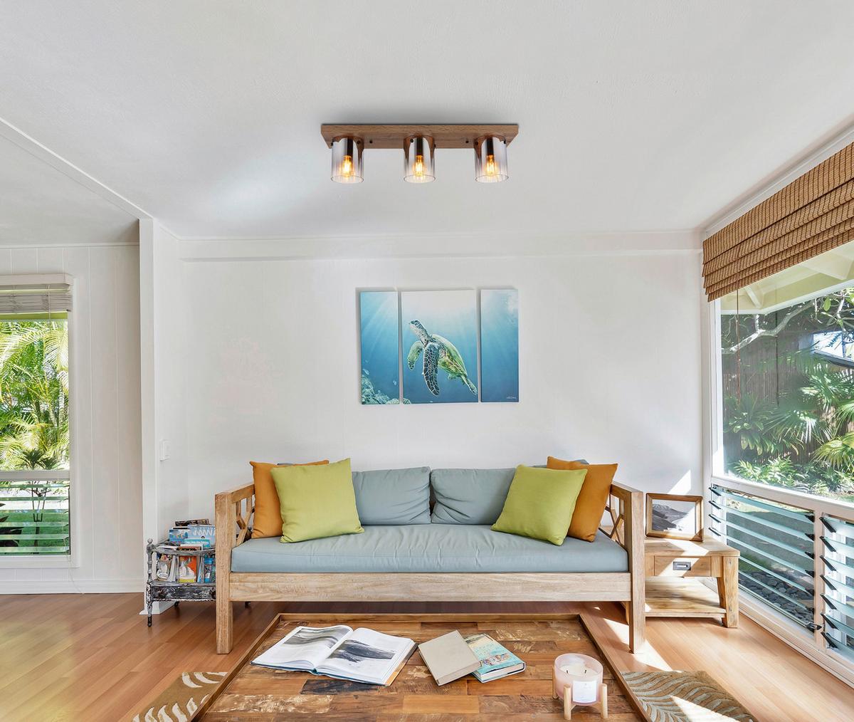 Stropna Svjetiljka Tamno Smeđa - tamno smeđa, Natur, staklo/drvni materijal (71/16/18cm) - Globo