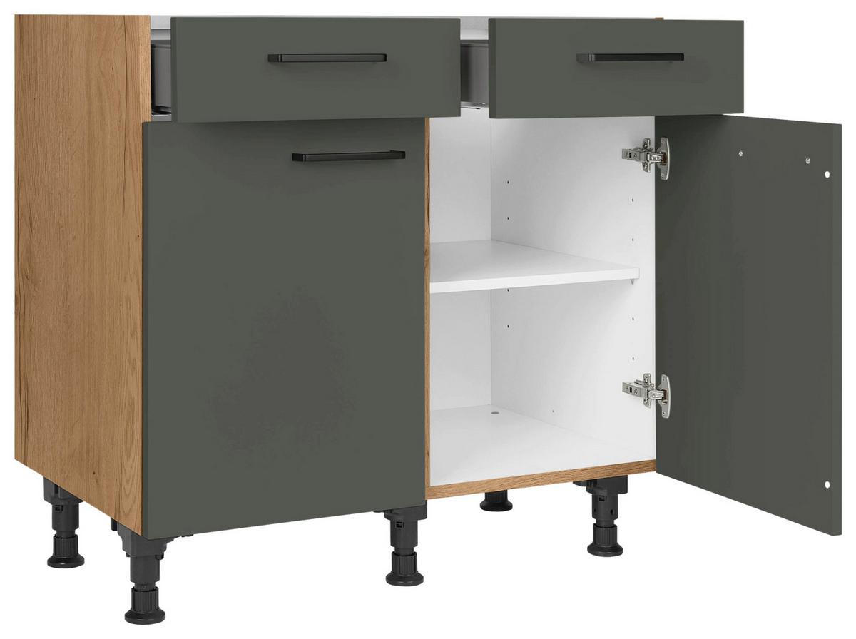Schubkastenunterschrank Easytouch Grün - Eichefarben/Schwarz, MODERN, Holzwerkstoff/Metall (90/87/56cm) - Nobilia