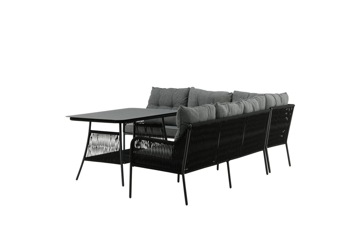 Dining-Loungeset Berlin ca. 173x196 cm Schwarz - Schwarz, KONVENTIONELL, Metall (173/196cm) - Gardenson