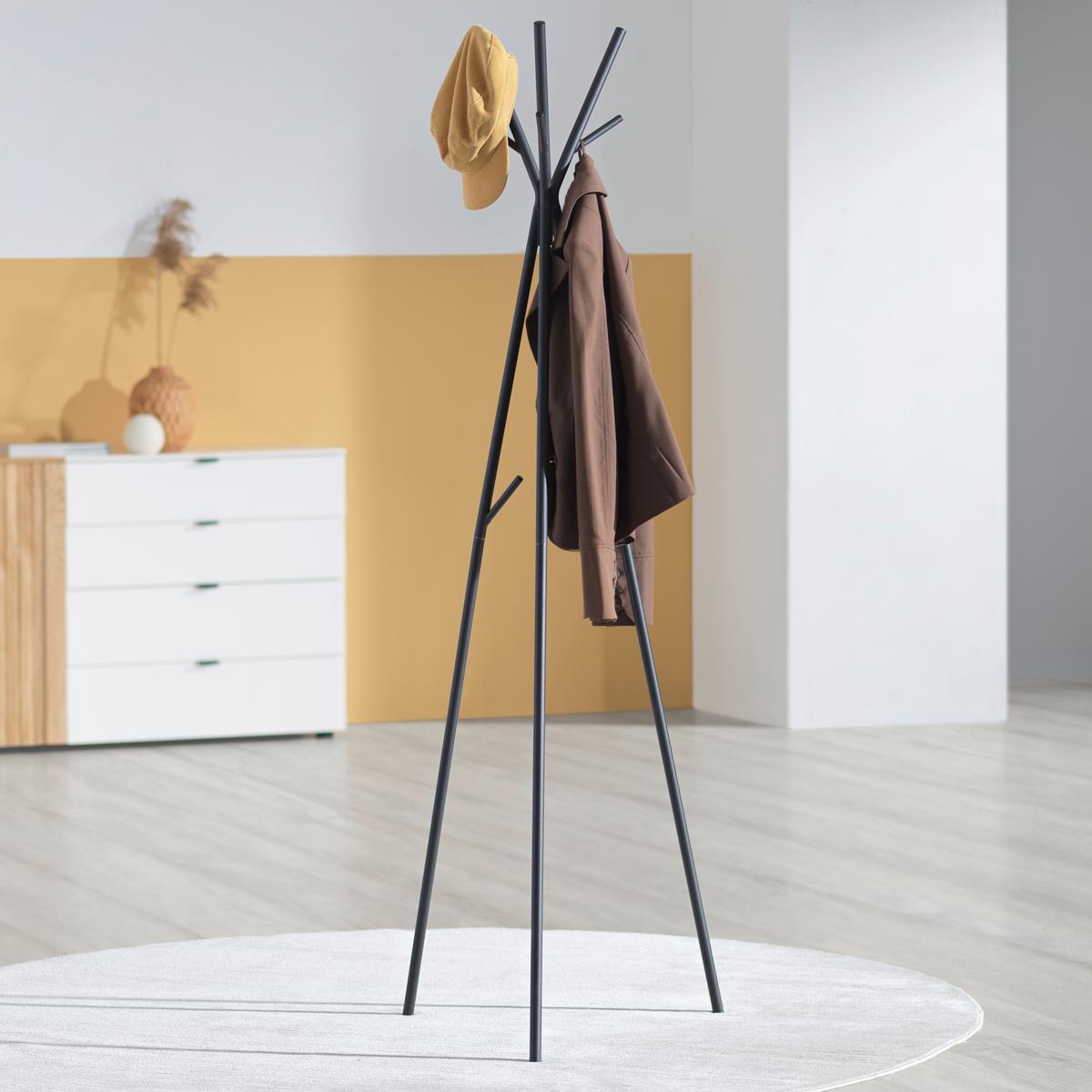 STOJAK NA UBRANIA TRIO - czarny, Design, metal (50/171/50cm) - Carryhome